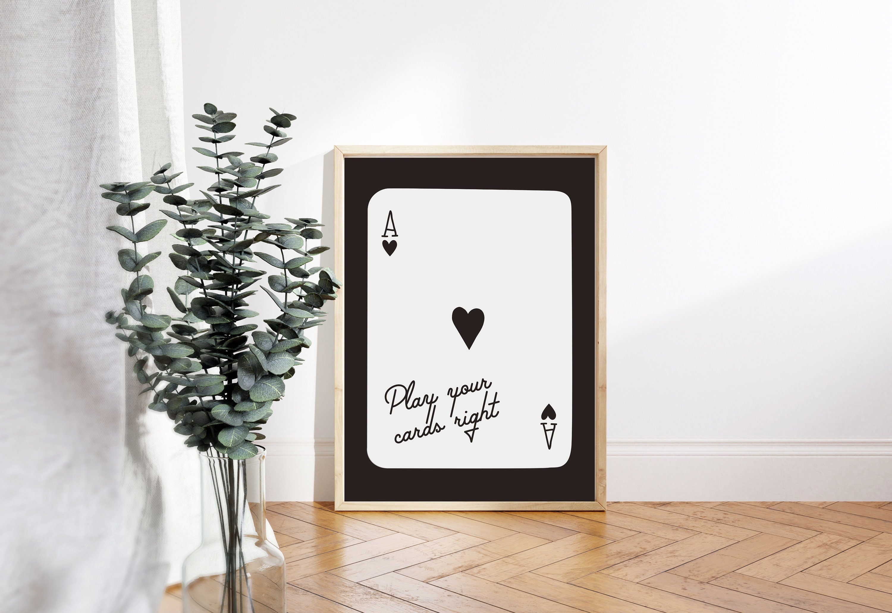 Ace of Hearts, Lucky Girl Quote, Retro Card Posters, Lucky Girl Syndrome Art, Trendy Wall Art, Aesthetic Print, Dorm Art, Ace of Hearts Art