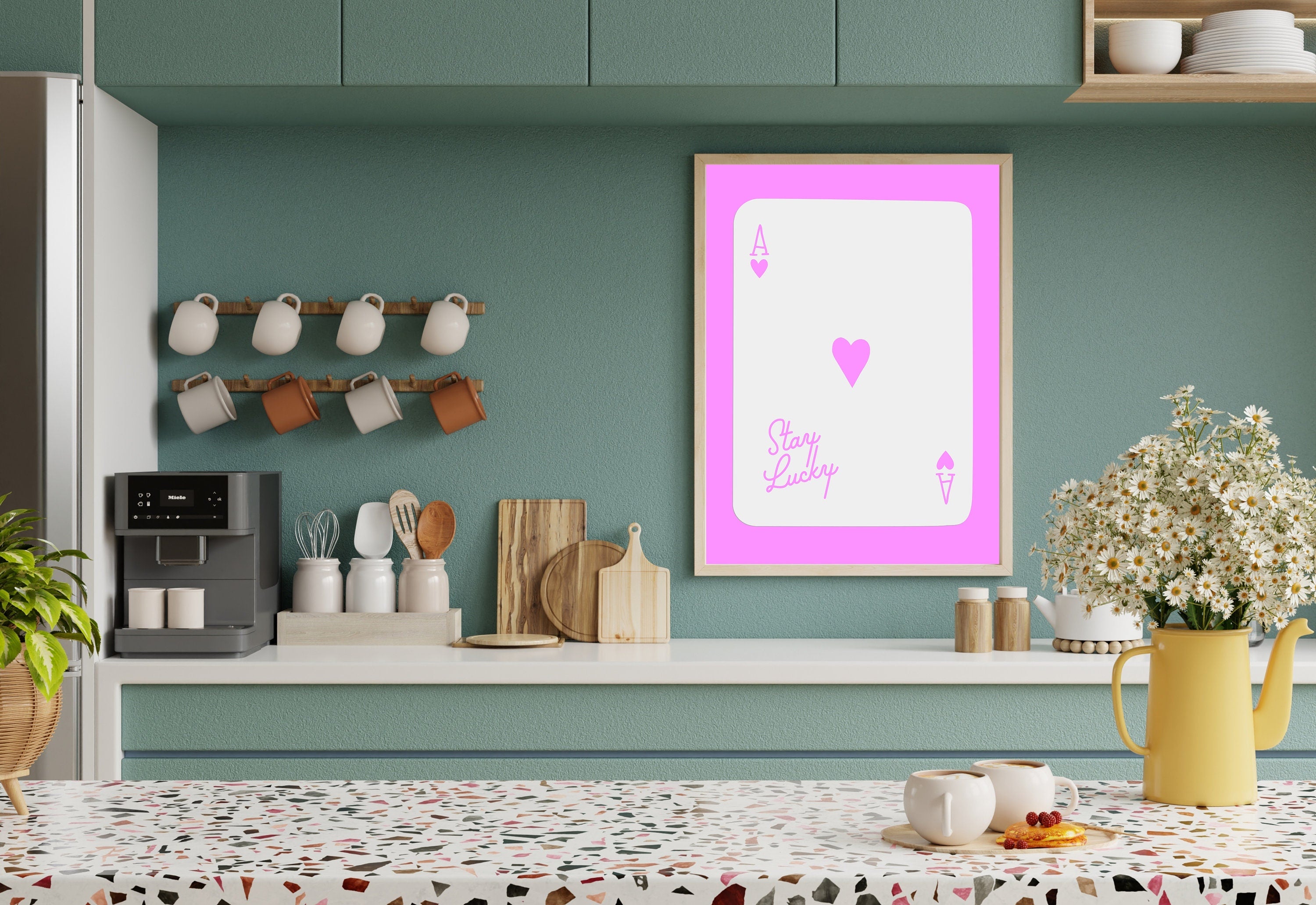 Ace of Hearts, Lucky Girl Quote, Retro Card Posters, Lucky Girl Syndrome Art, Trendy Wall Art, Aesthetic Print, Dorm Art, Ace of Hearts Art