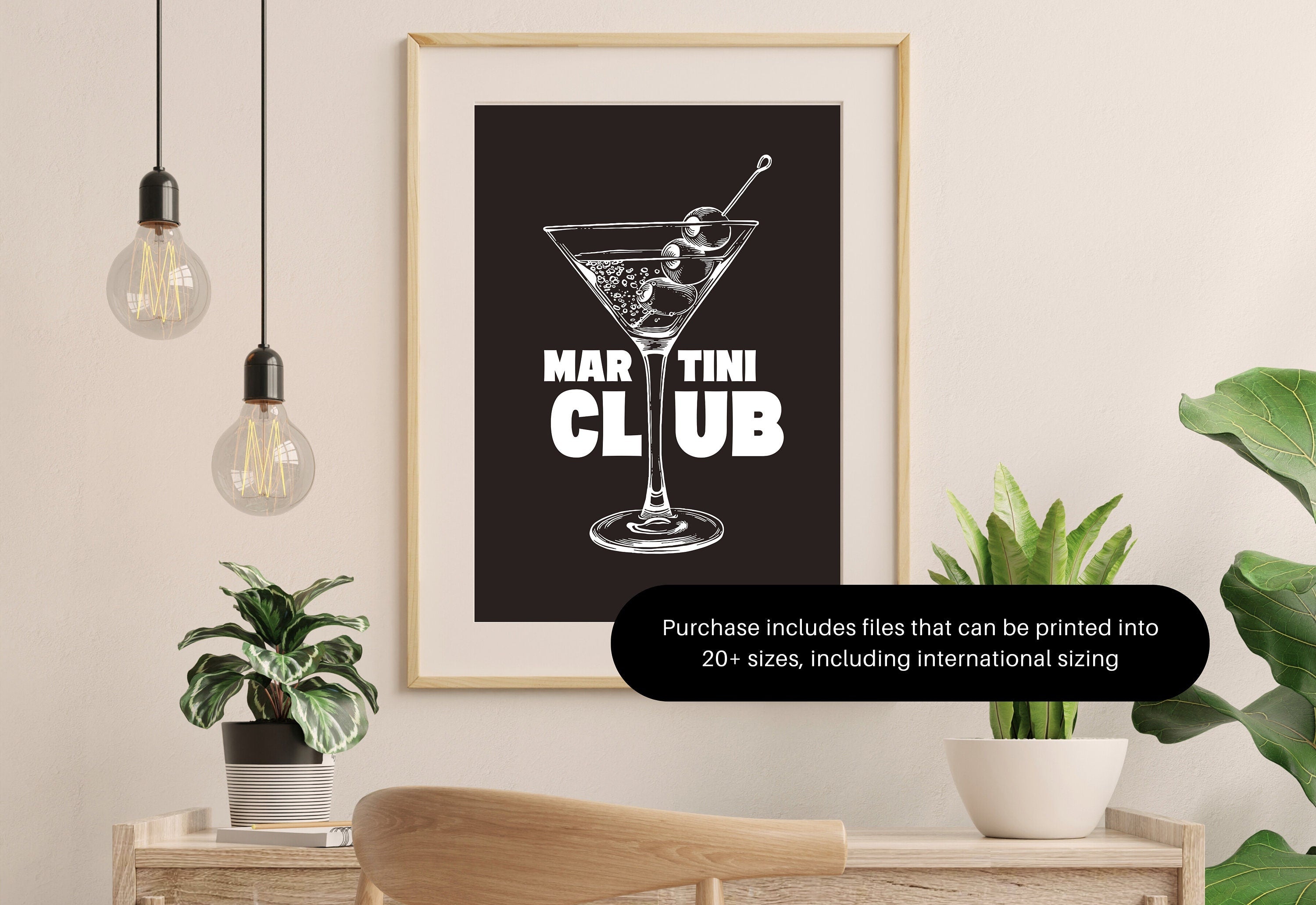 Martini Poster, Retro Cocktail Wall Art, Black Bar Cart Art, Retro Cocktail Poster, Retro drink poster, Vintage Cocktail Print, Martini Club