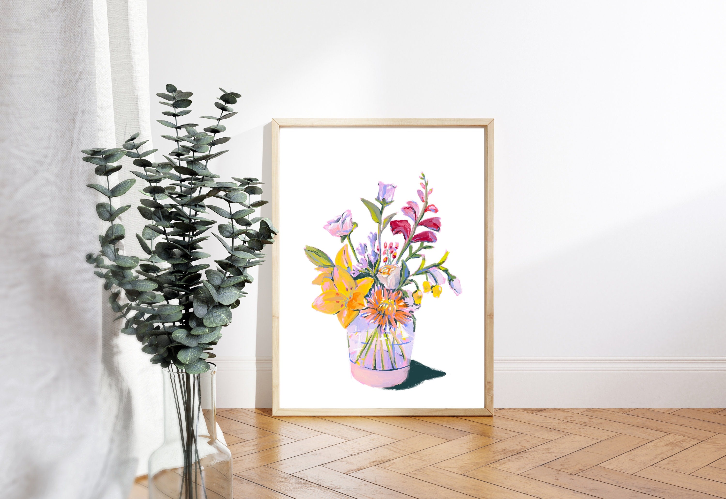 Flower Bouquet Print, Floral Art Print, Wall Art Print, Digital Floral Art, Watercolor Print, Downloadable Art Prints, Flower Art