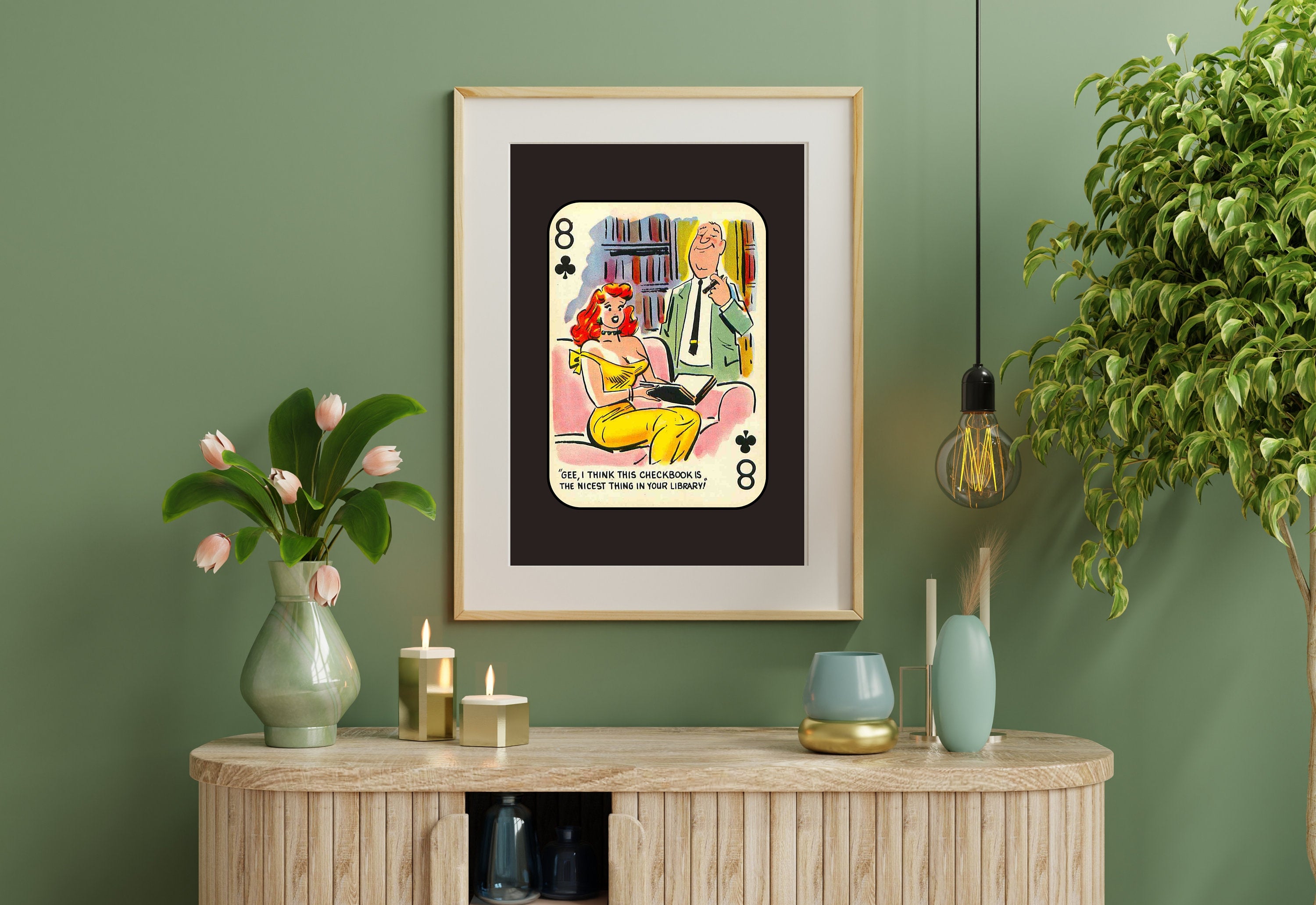 Comic Wall Art, Funny Wall Art, Playing Card Print, Feminist Art, Retro Art Print, Vintage Playing Card, Girly Cartoon Art, Apartment Art