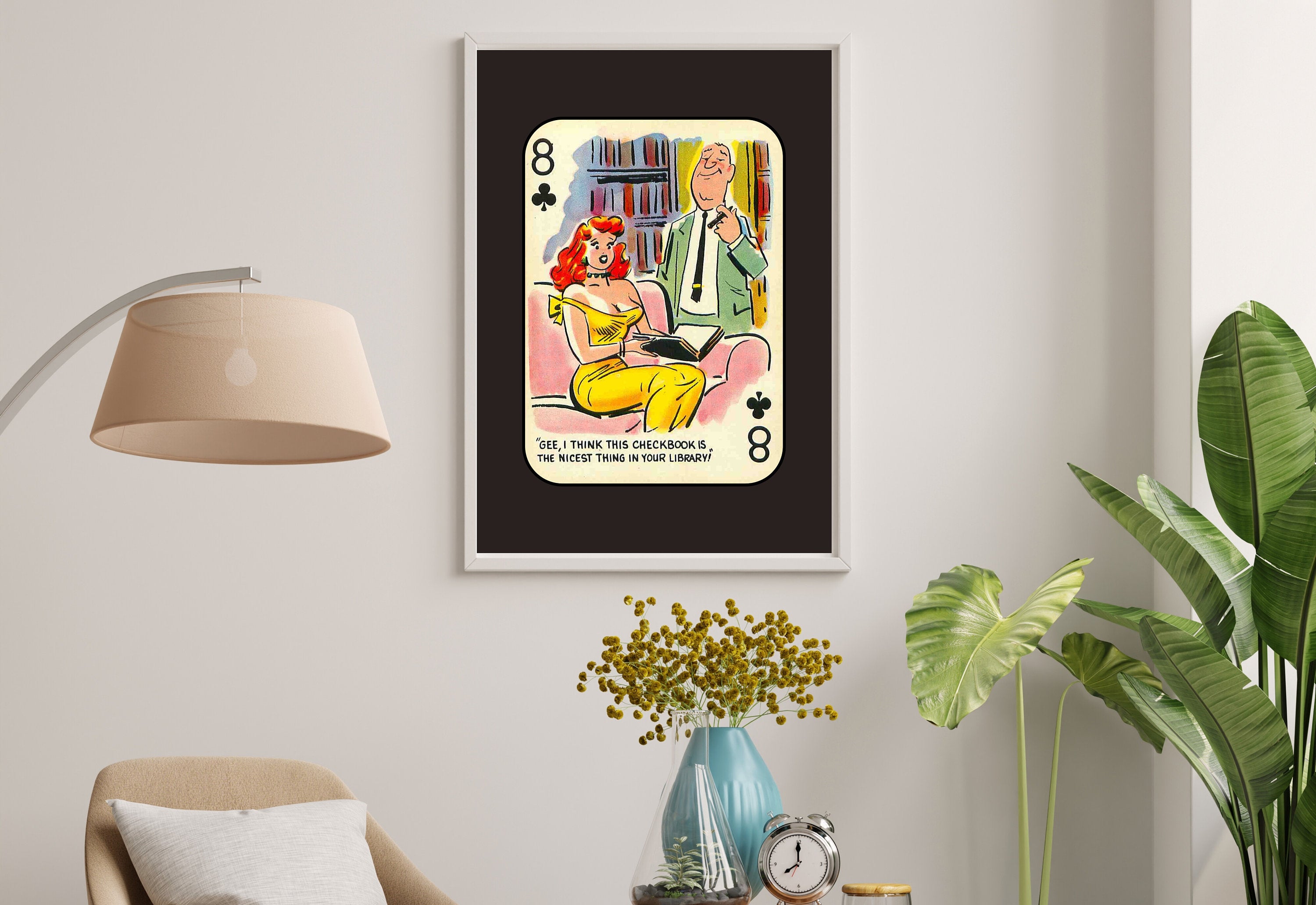 Comic Wall Art, Funny Wall Art, Playing Card Print, Feminist Art, Retro Art Print, Vintage Playing Card, Girly Cartoon Art, Apartment Art