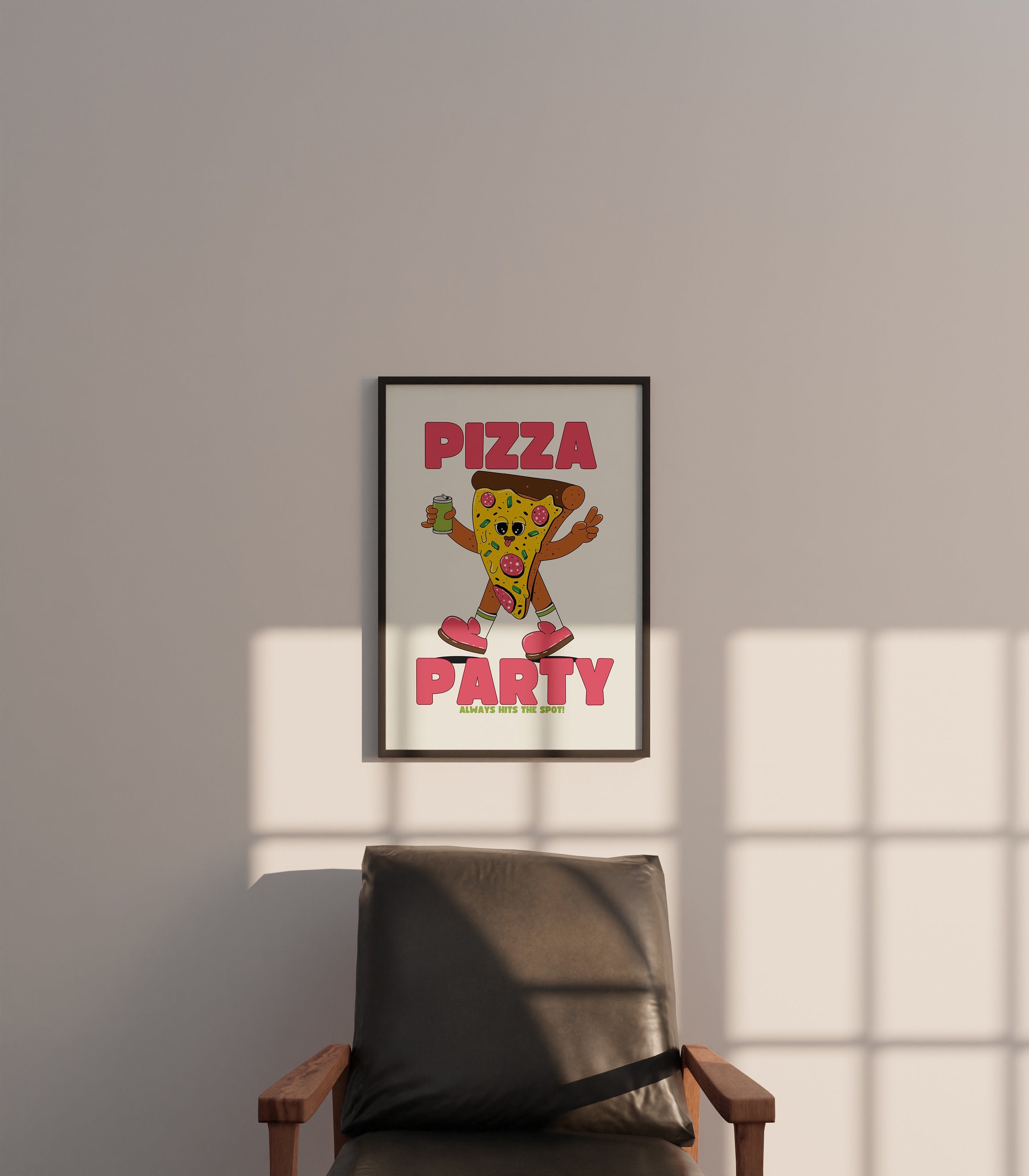 Downloadable Art, Digital Food Art, Pizza Character, Pizza Art Print, Girly Pizza Print, Kitchen Prints, Pizza Kitchen Poster, Pizza Poster