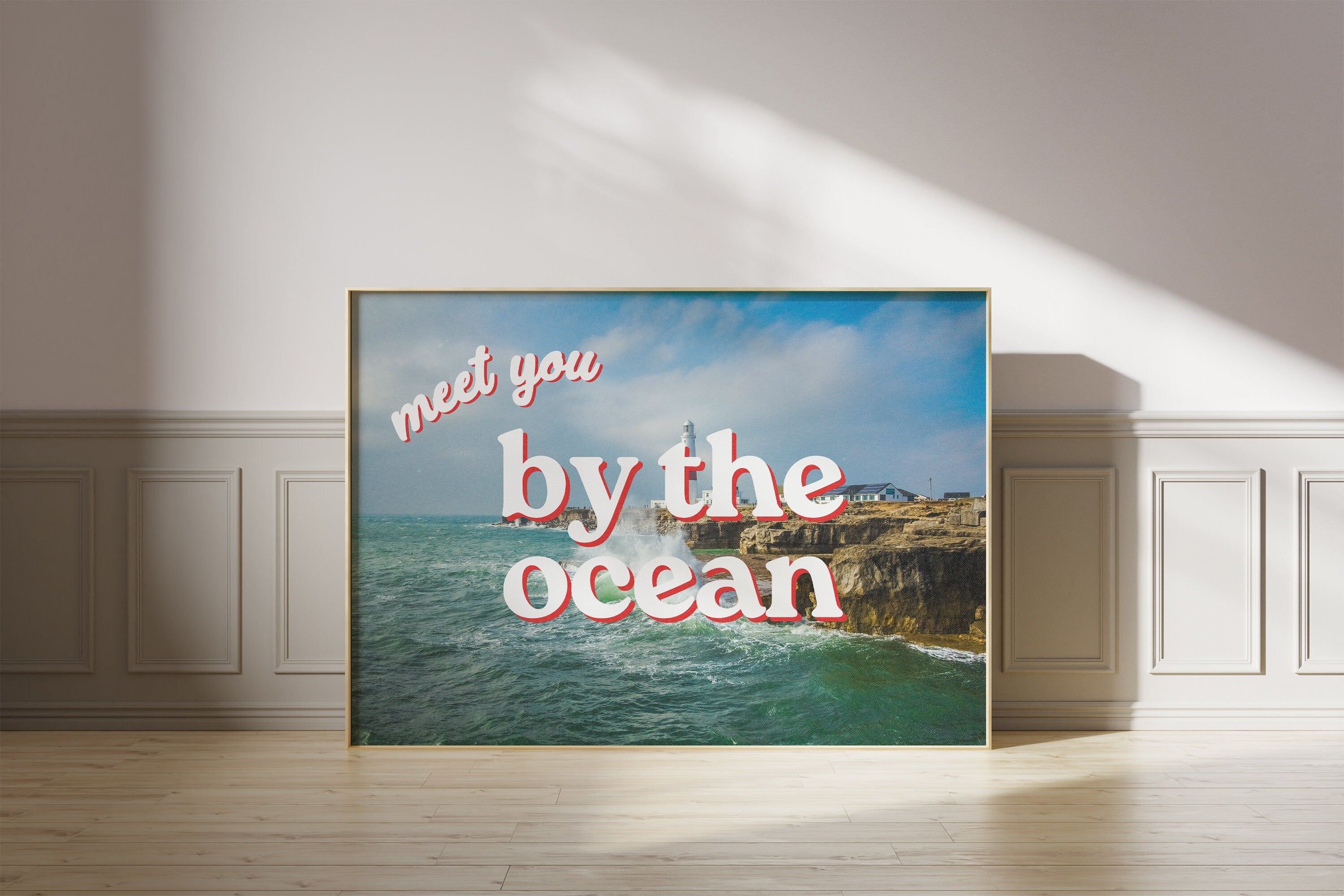 Coastal Art Prints, Meet You At The Ocean, Retro Photo Prints, Retro Ocean Art Print, Preppy Art, Ocean Posters, Coastal Posters, Ocean Art