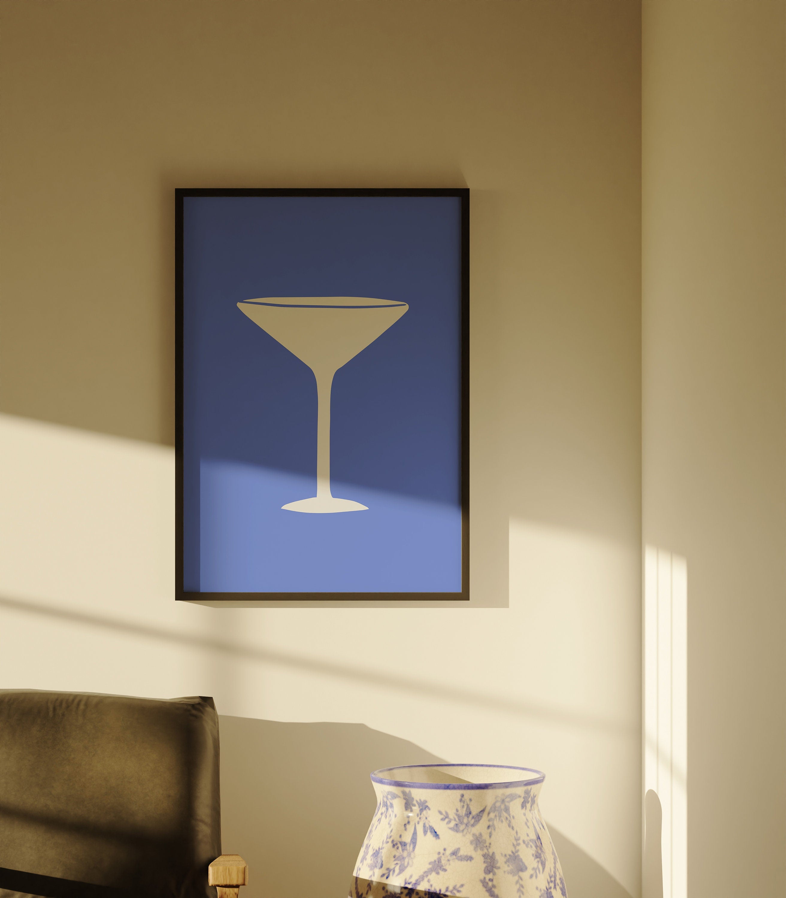 Salud Art Print, Digital Download, Martini Art, Bar Cart Decor, Trendy Art, 70s Art Print-Girly Art, Cocktail Art, Preppy Blue Art