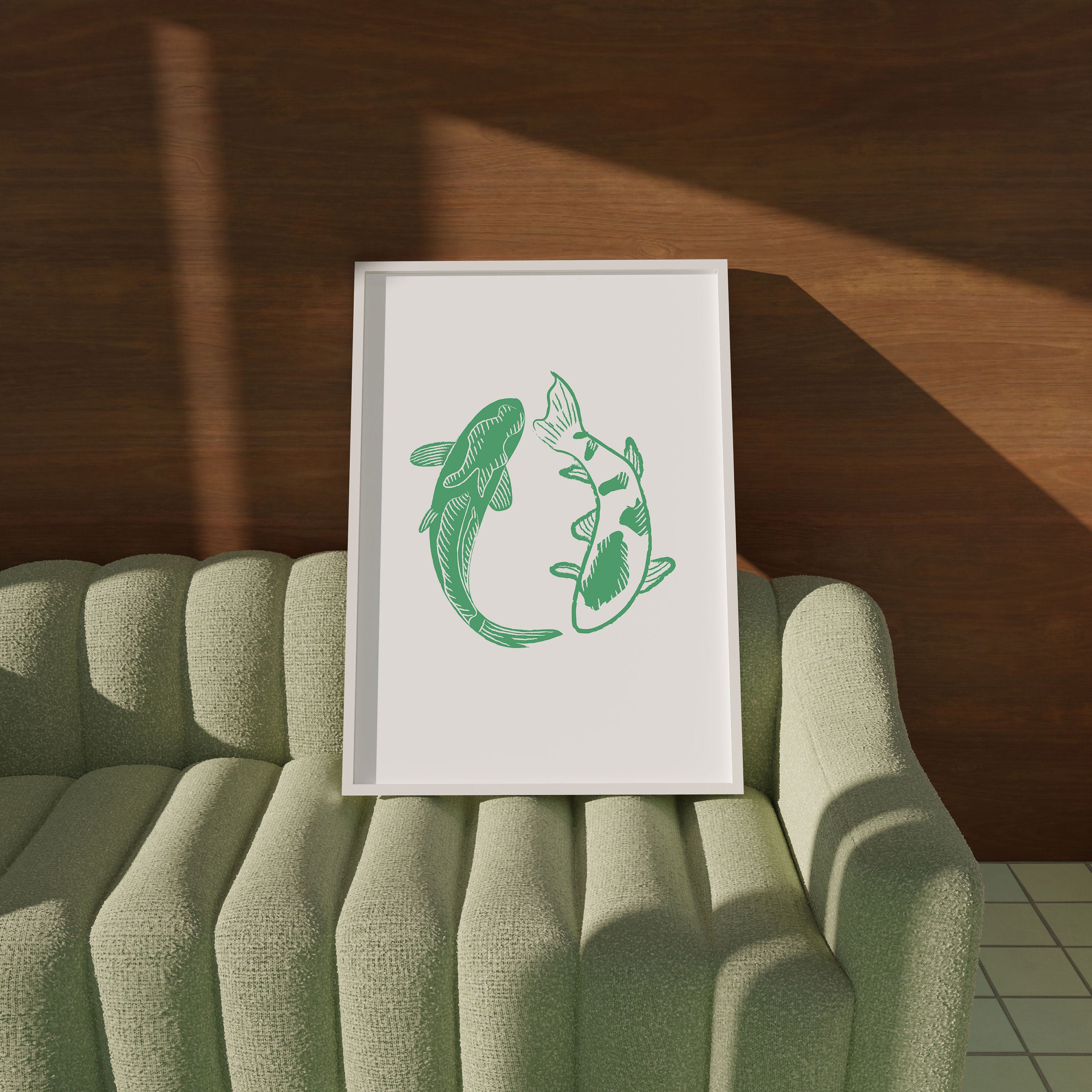 Animal Art, Trendy Art Prints, Living Room Decor, Digital download, Girly Print Trendy Art, Wall Art Print, Green Art Print, Fish Art Print