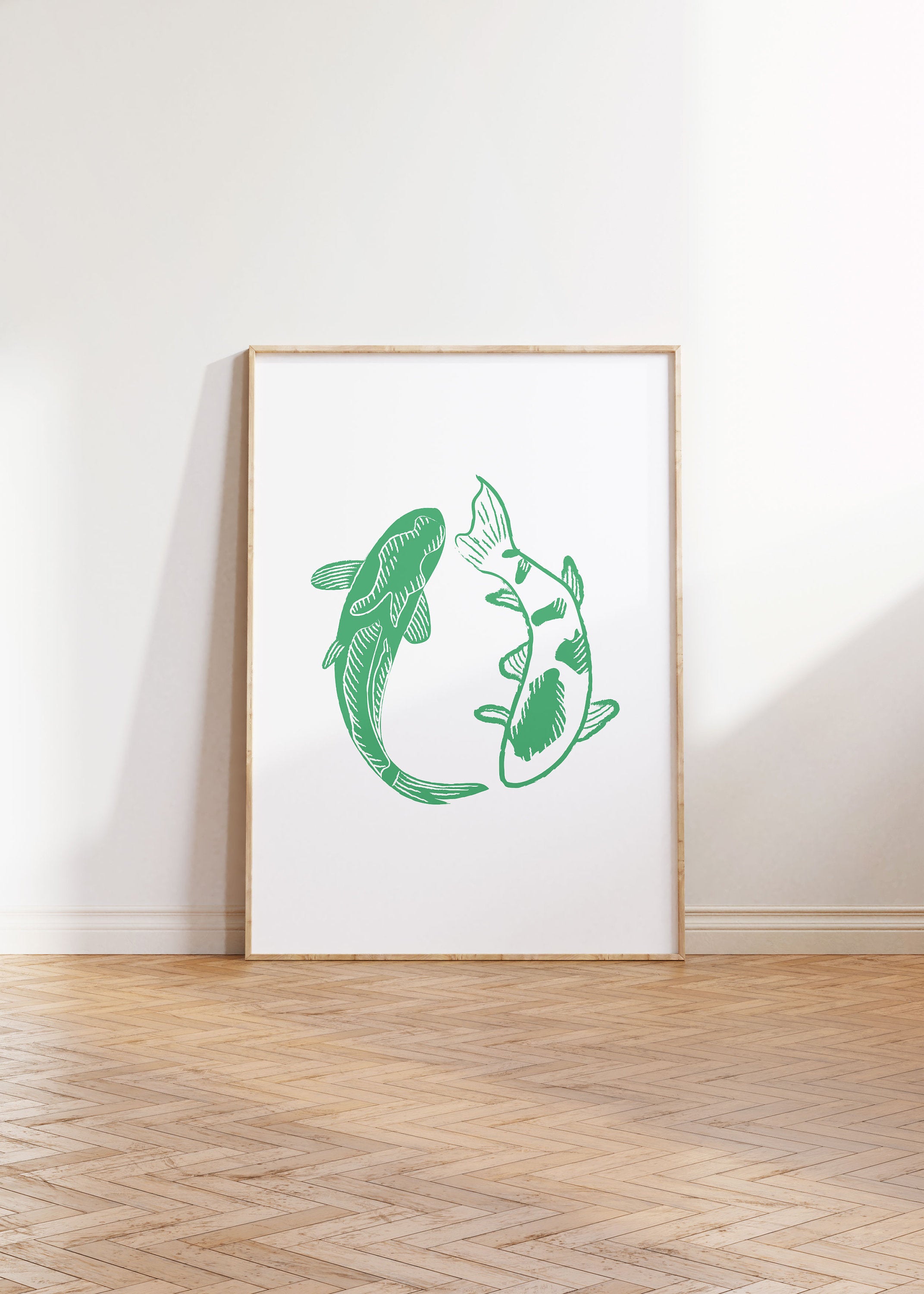 Animal Art, Trendy Art Prints, Living Room Decor, Digital download, Girly Print Trendy Art, Wall Art Print, Green Art Print, Fish Art Print