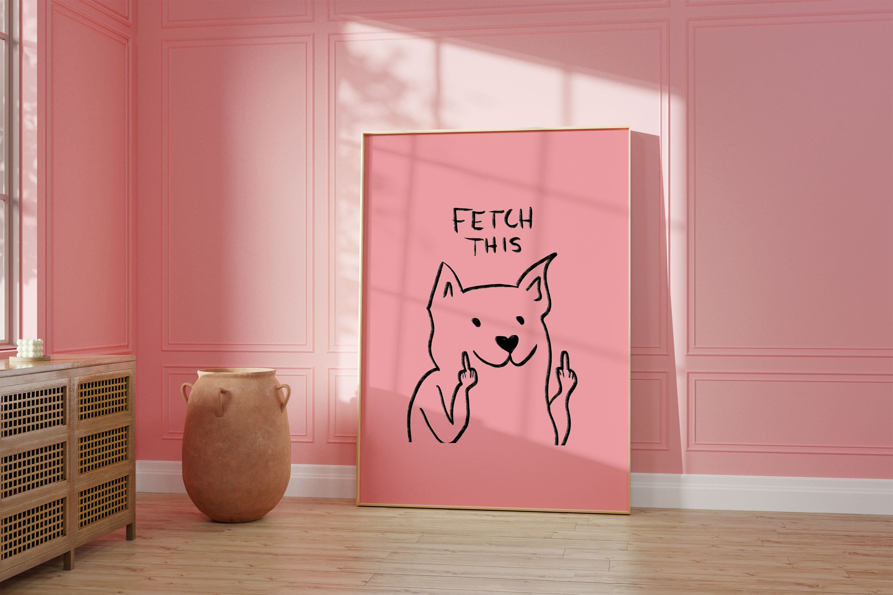 Fetch This - Digital Download - Wall Print - Retro Decor - Girly Print - Downloadable Art - Large Print - Funny Art - Dog Art Print