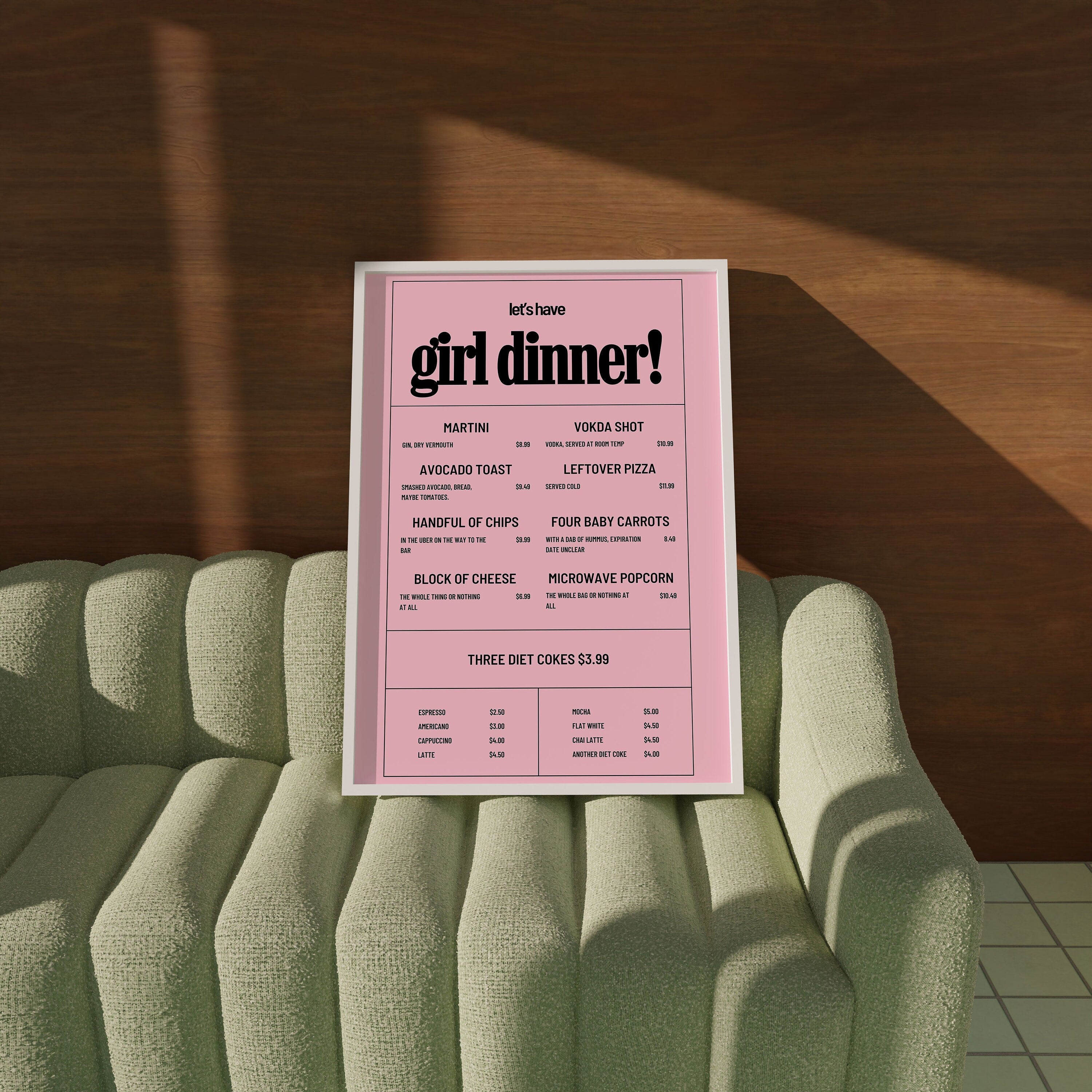 Girl Dinner Art, Pink Digital Art, Trendy Girl Art, Fun Pink Poster, Girly Art, Coquette Art, Cocktail Art, Bar Cart Art, Girl Apartment Art