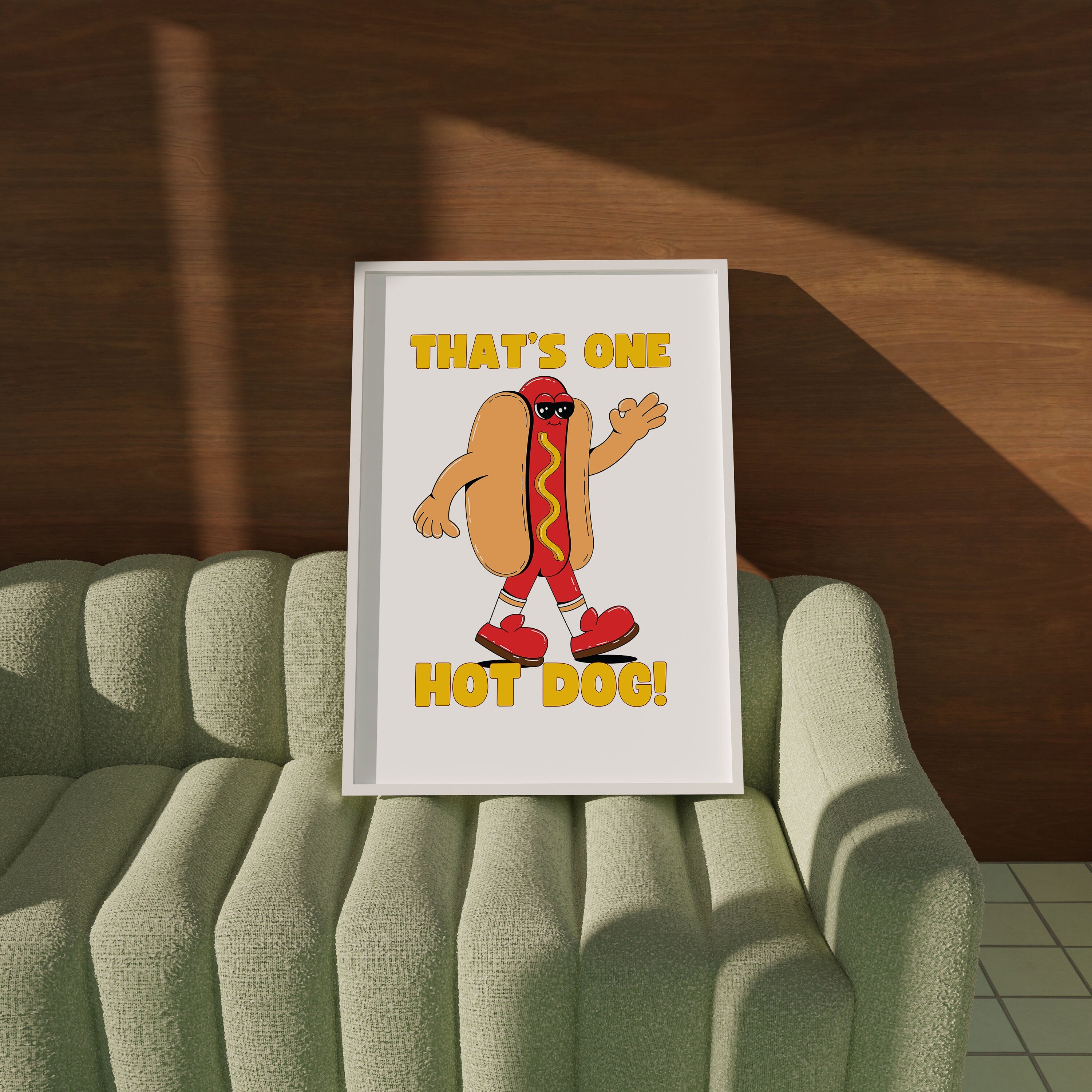 Downloadable Art, Digital Food Art, Hot Dog Character, Hot Dog Art Print, Kitchen Prints, Hot Dog Kitchen Poster, Hot Dog Poster