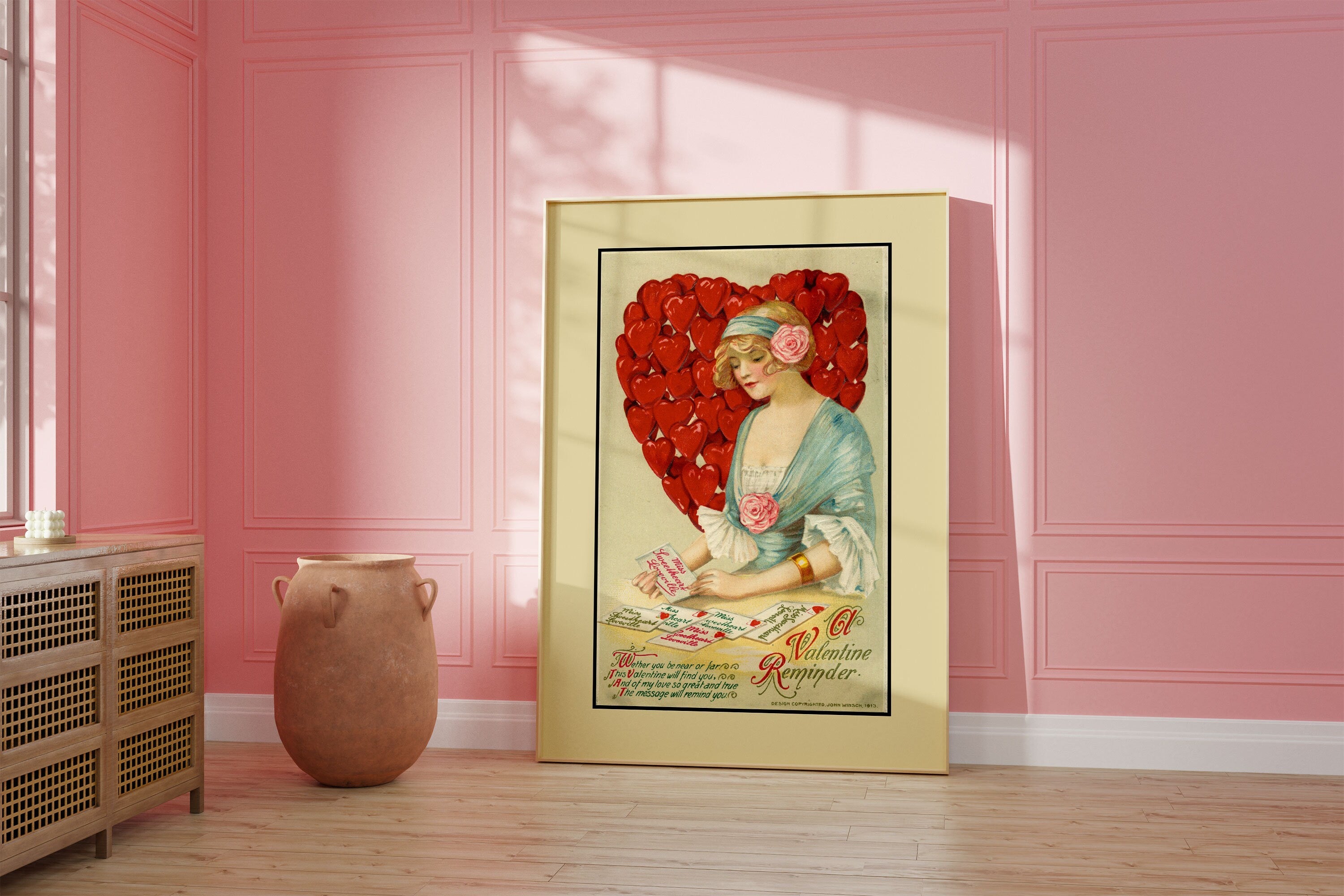 Vintage Valentine Art, Retro Valentine Print, Vday Poster Art, Valentines Art Print, V-Day Printable, Valentine Poster, Victorian Vday