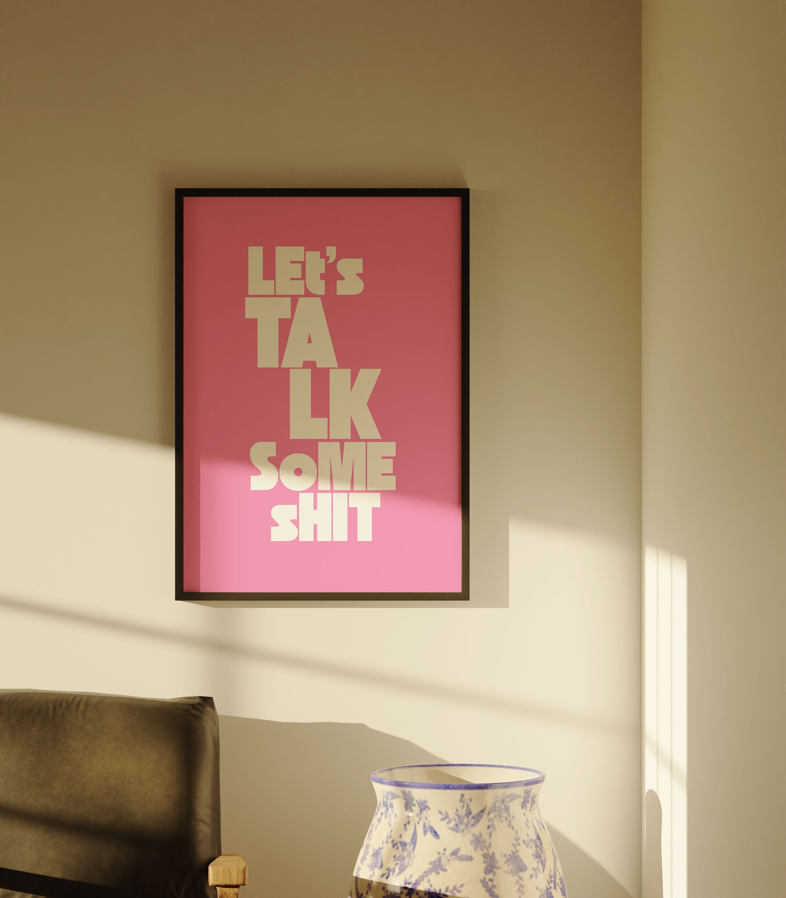 Talk Shit Art Print, Digital Prints, Wall Art Print, Typography Prints, Funny posters, Preppy Wall Art, Bar Car Decor, Apartment Art