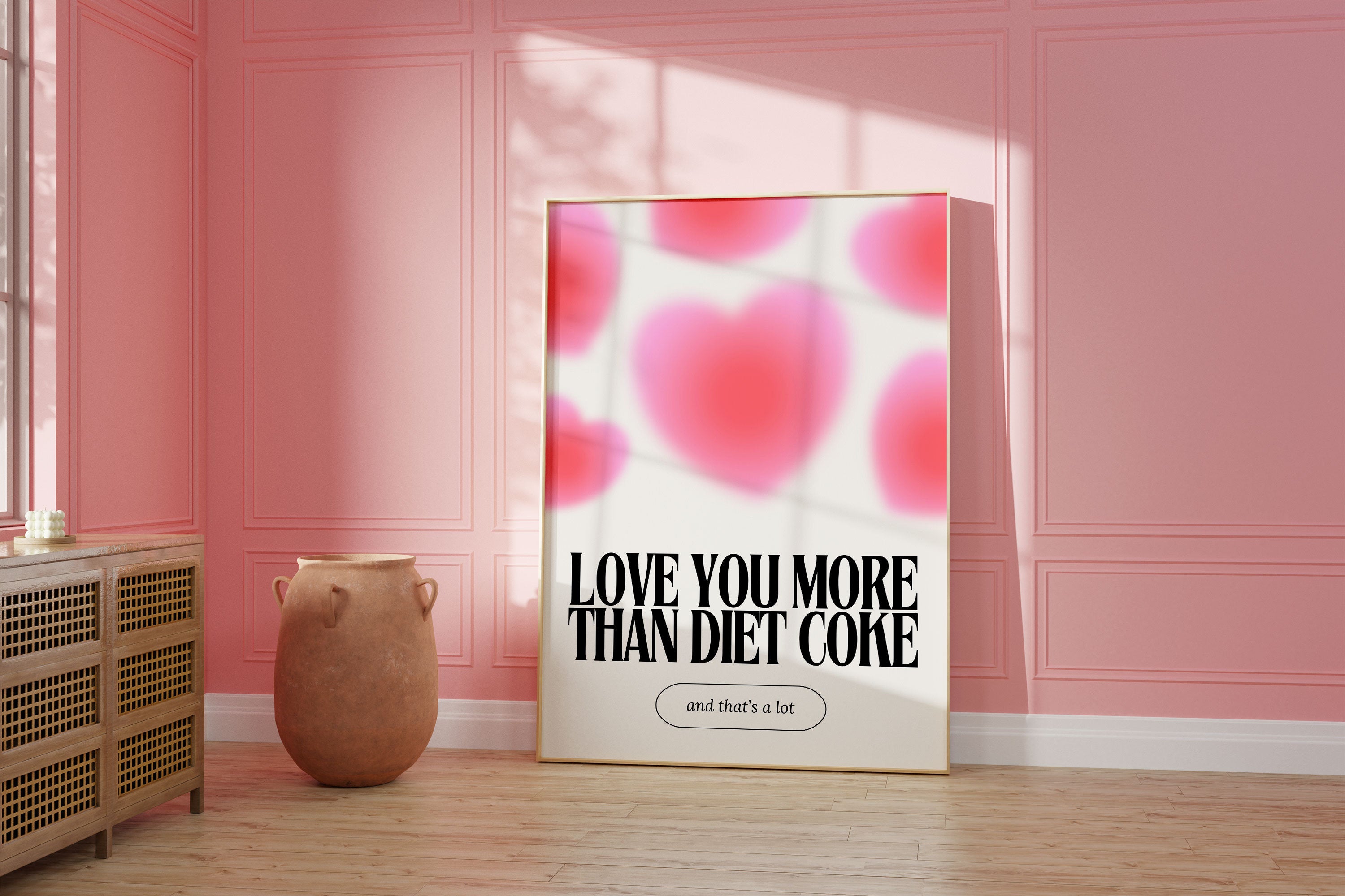 Diet Coke Art, Printable Trendy Wall Art, Pink Wall Art, It Girl Aesthetic Poster, Valentines Art Print, V Day Posters, Coquette Aesthetic