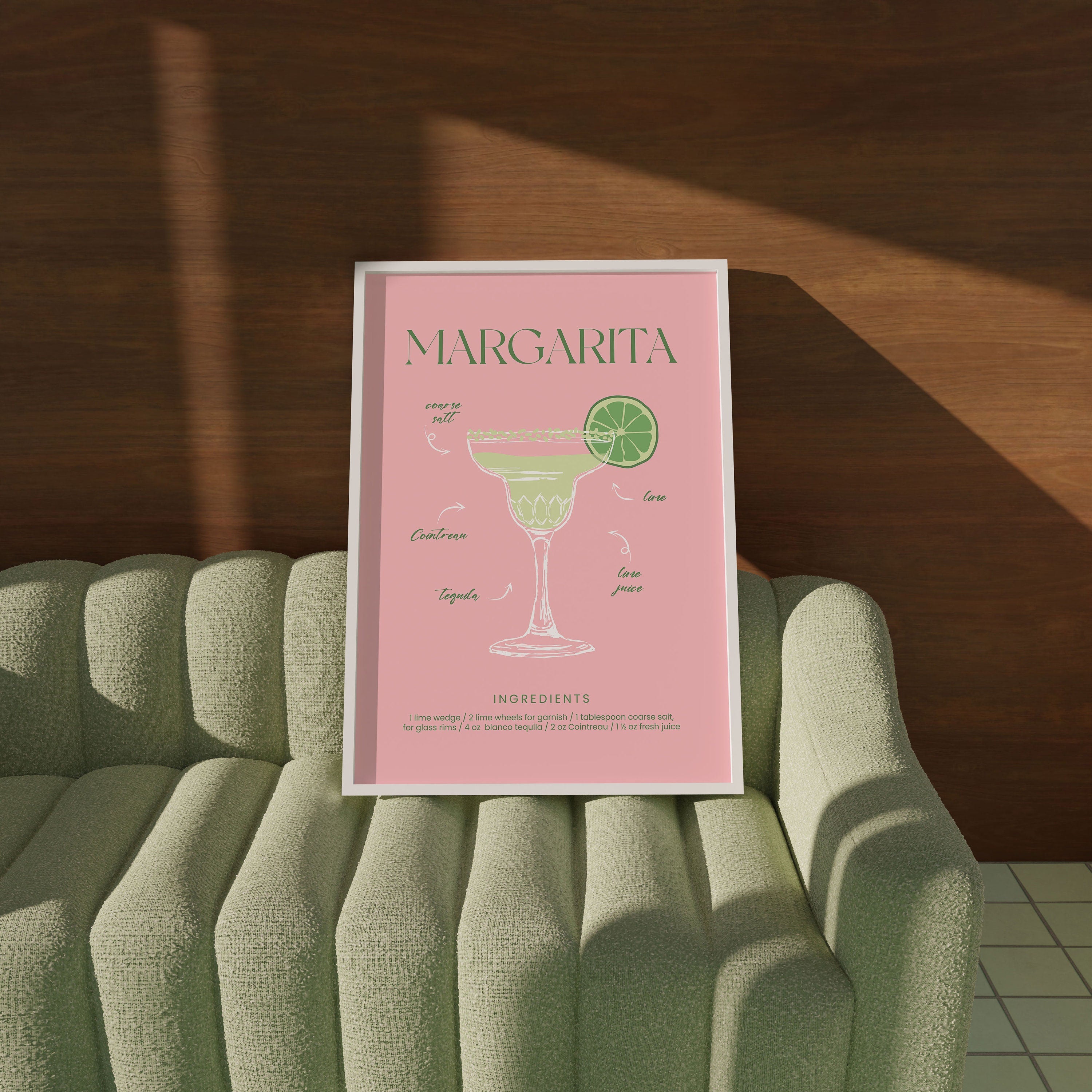 Margarita Cocktail Art, Home Bar, Kitchen, Retro Alcohol Gift, Digital Print, Home Decor, Bar Wall Art, Cocktail Art Poster, Wall Art Print