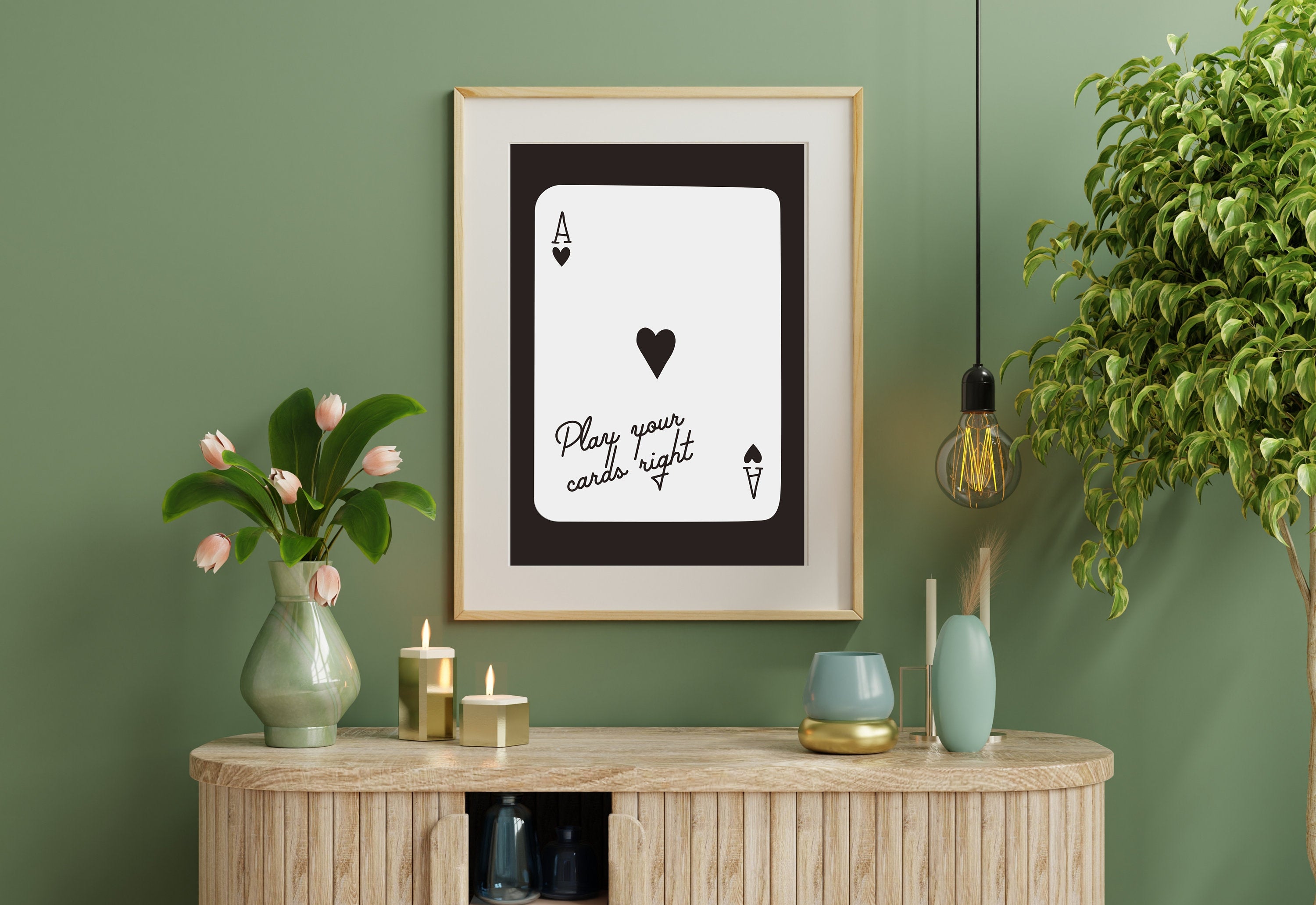 Ace of Hearts, Lucky Girl Quote, Retro Card Posters, Lucky Girl Syndrome Art, Trendy Wall Art, Aesthetic Print, Dorm Art, Ace of Hearts Art