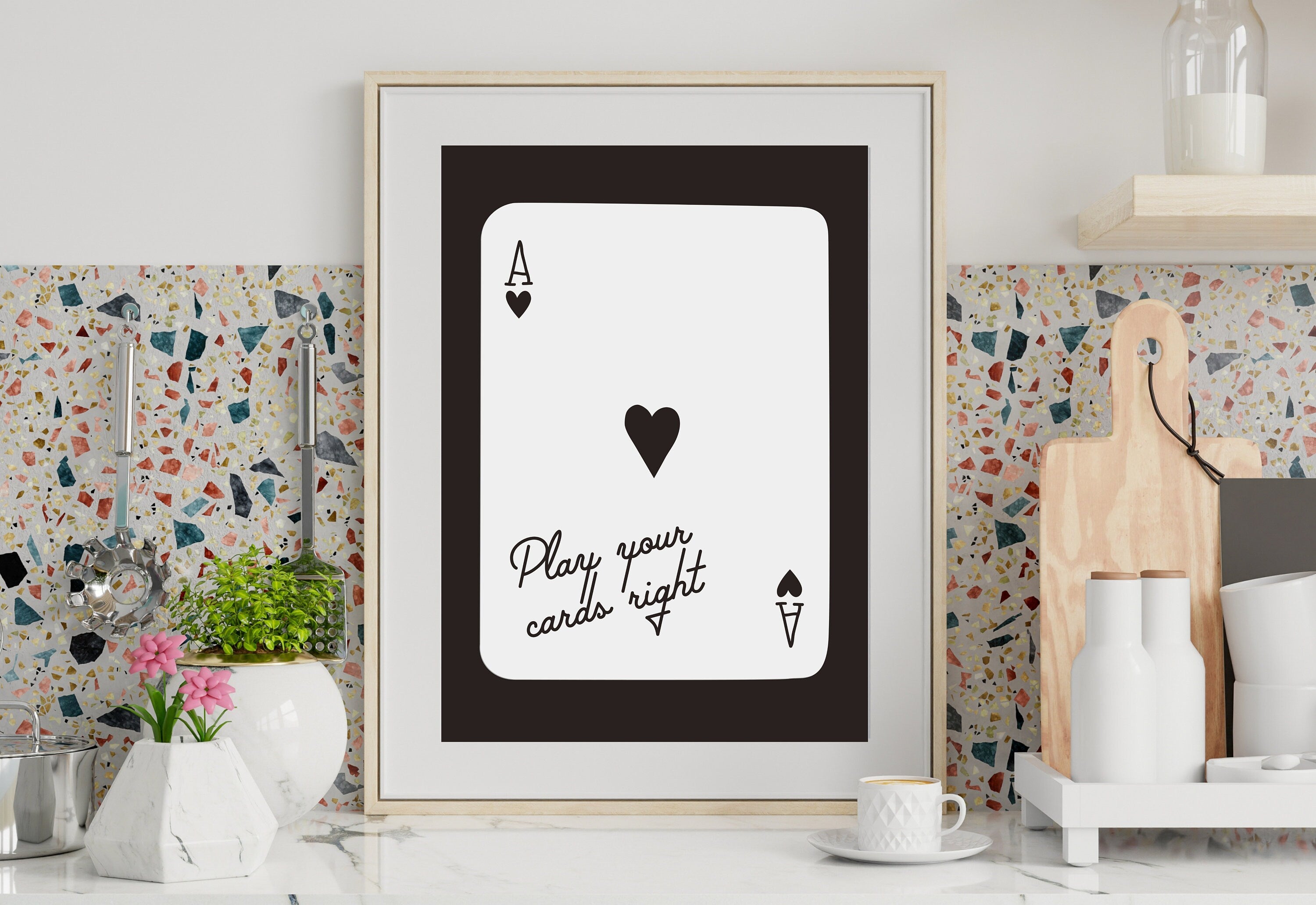 Ace of Hearts, Lucky Girl Quote, Retro Card Posters, Lucky Girl Syndrome Art, Trendy Wall Art, Aesthetic Print, Dorm Art, Ace of Hearts Art