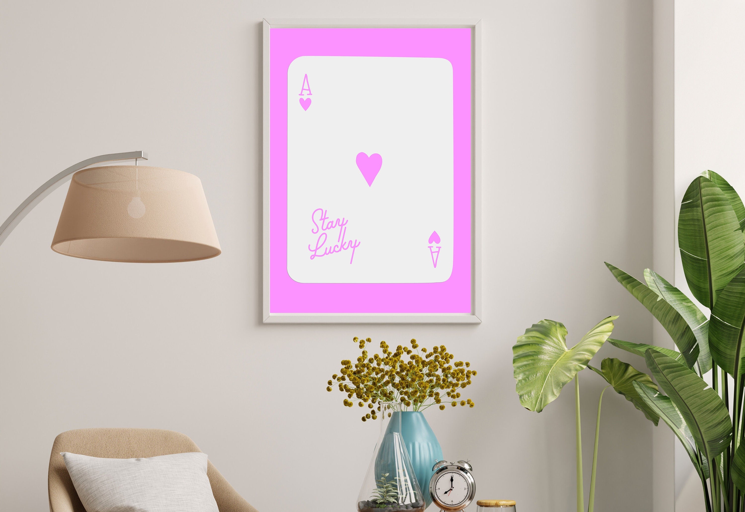 Ace of Hearts, Lucky Girl Quote, Retro Card Posters, Lucky Girl Syndrome Art, Trendy Wall Art, Aesthetic Print, Dorm Art, Ace of Hearts Art