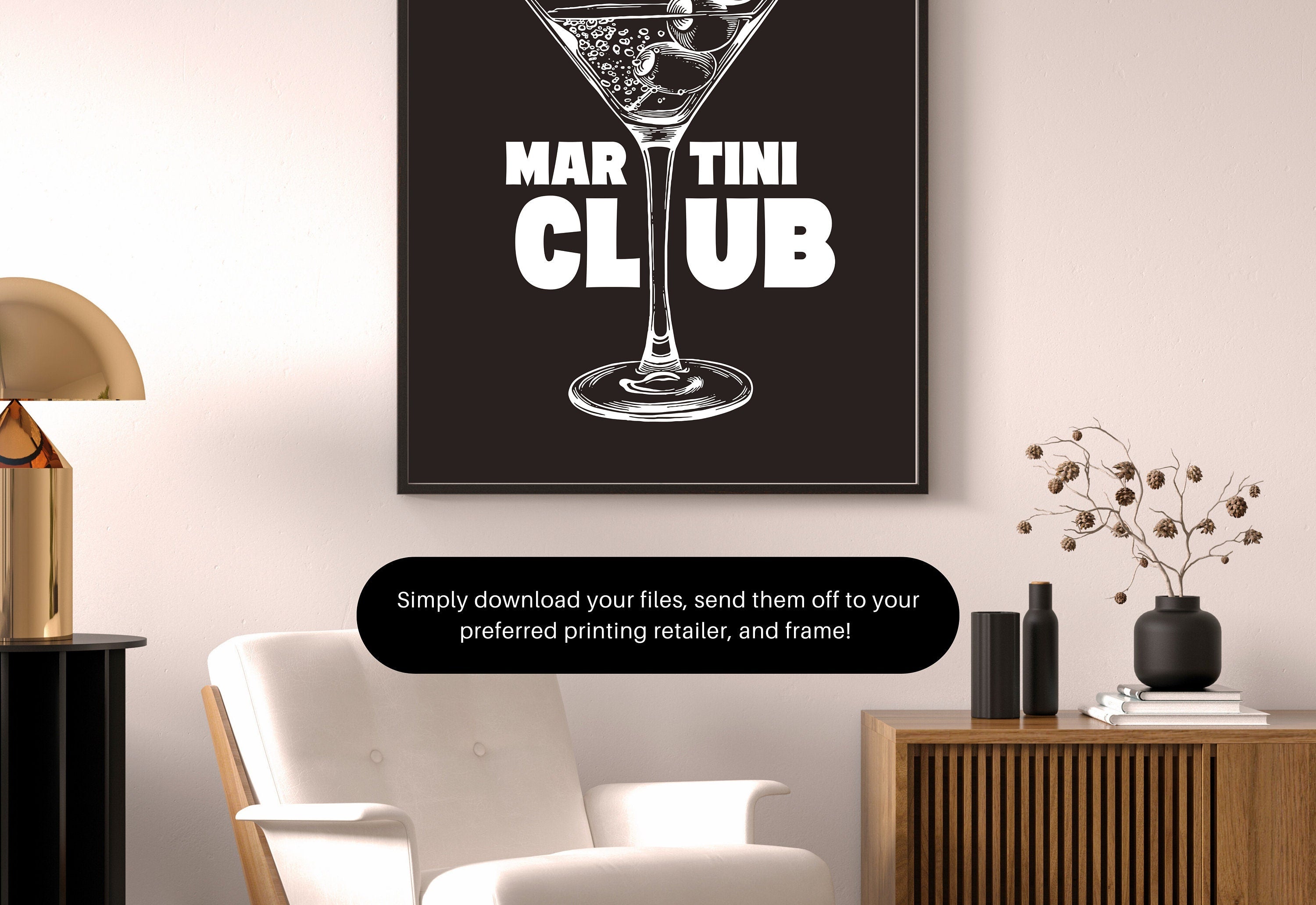 Martini Poster, Retro Cocktail Wall Art, Black Bar Cart Art, Retro Cocktail Poster, Retro drink poster, Vintage Cocktail Print, Martini Club