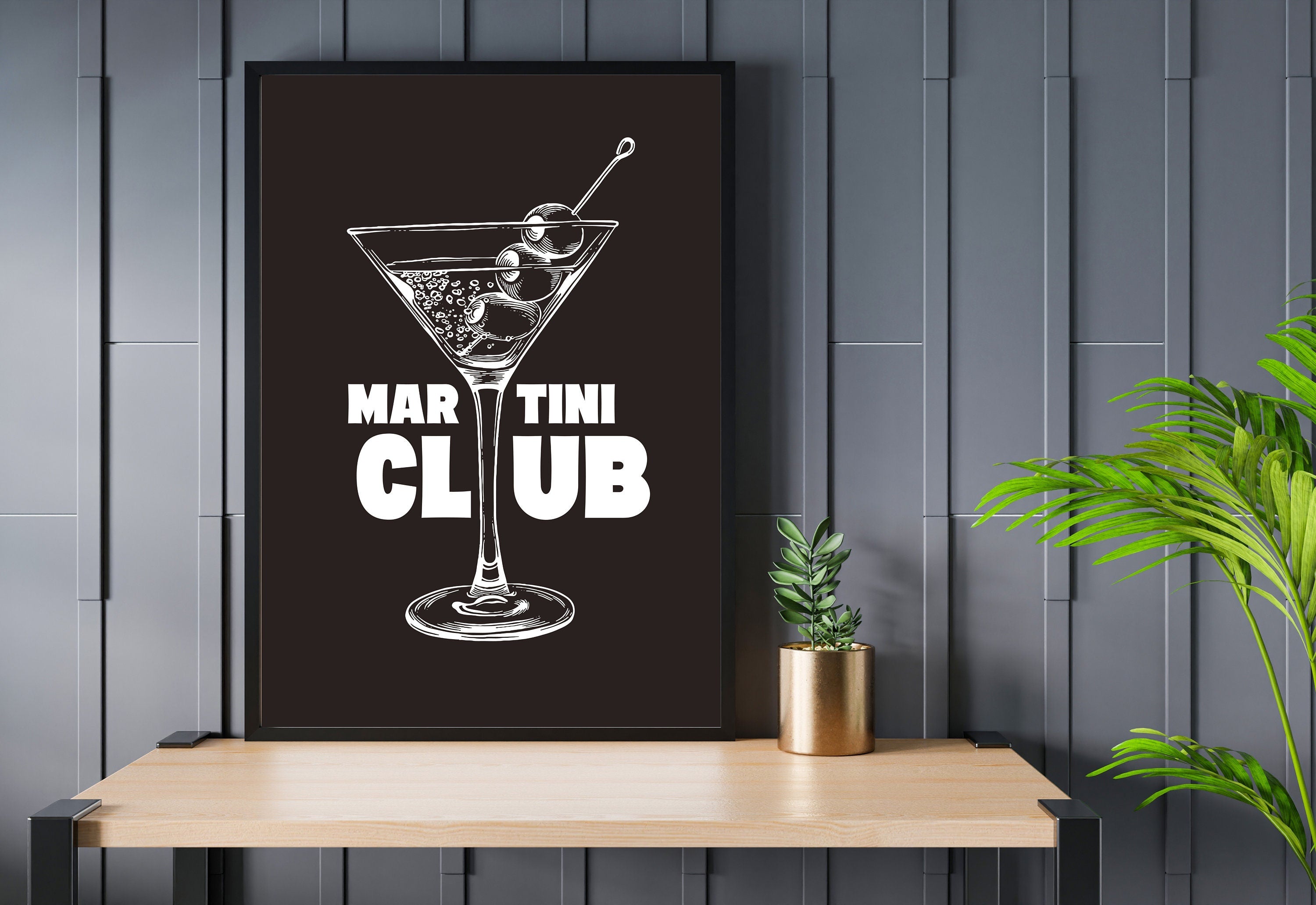 Martini Poster, Retro Cocktail Wall Art, Black Bar Cart Art, Retro Cocktail Poster, Retro drink poster, Vintage Cocktail Print, Martini Club