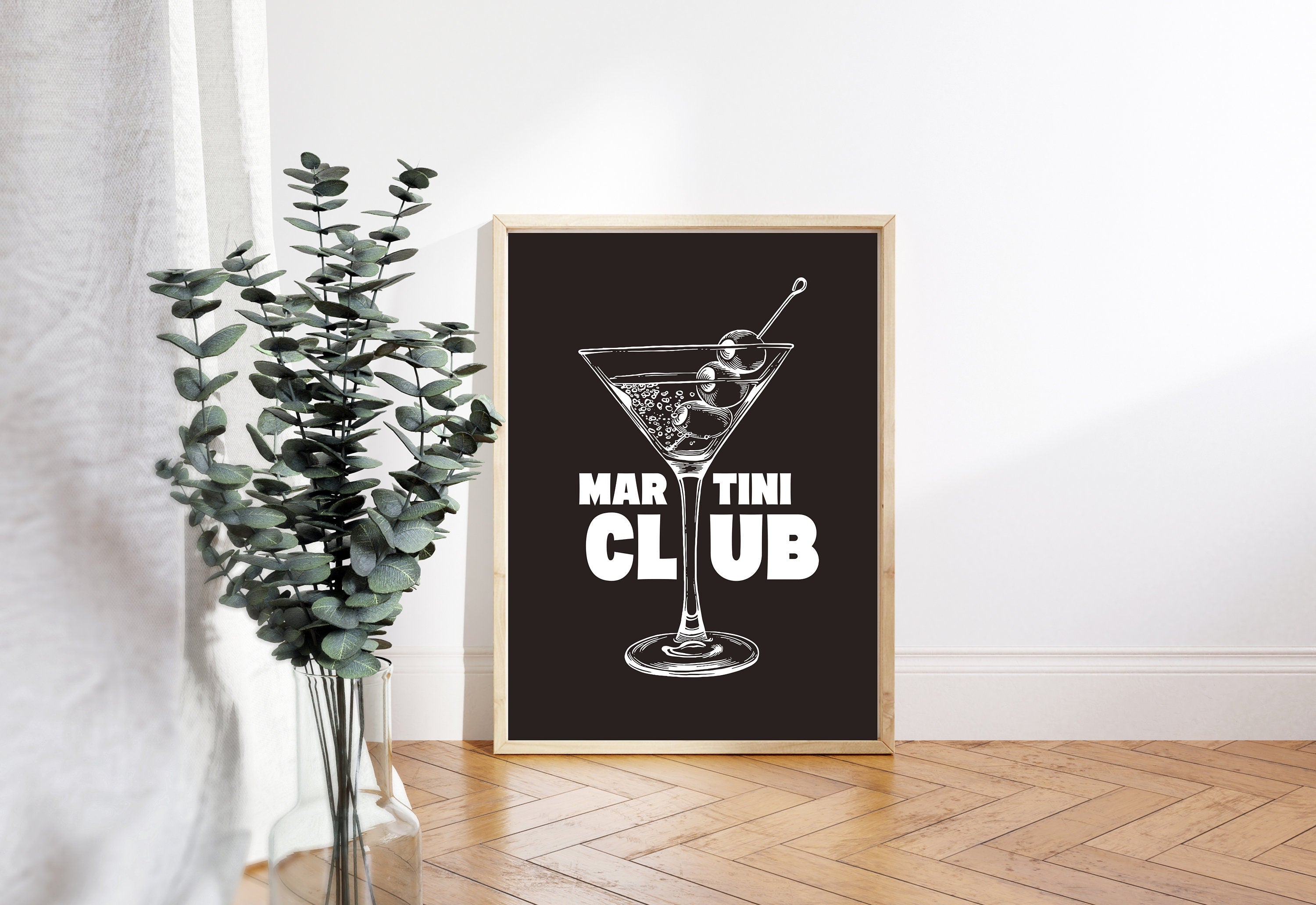 Martini Poster, Retro Cocktail Wall Art, Black Bar Cart Art, Retro Cocktail Poster, Retro drink poster, Vintage Cocktail Print, Martini Club