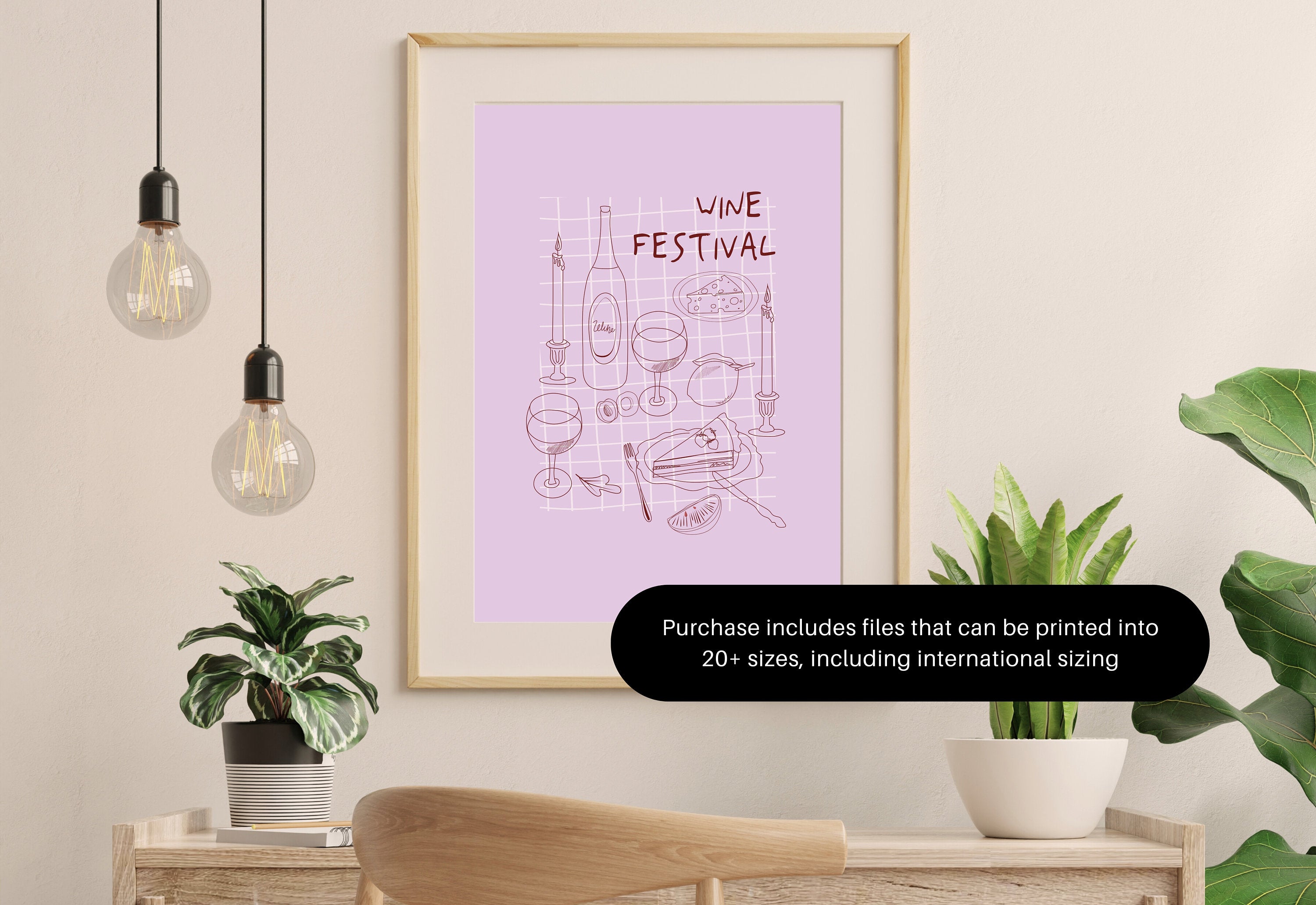 Wine Art Print, wine illustration, kitchen art print, cocktail print, minimalist art, dining room art, digital art print, trendy print