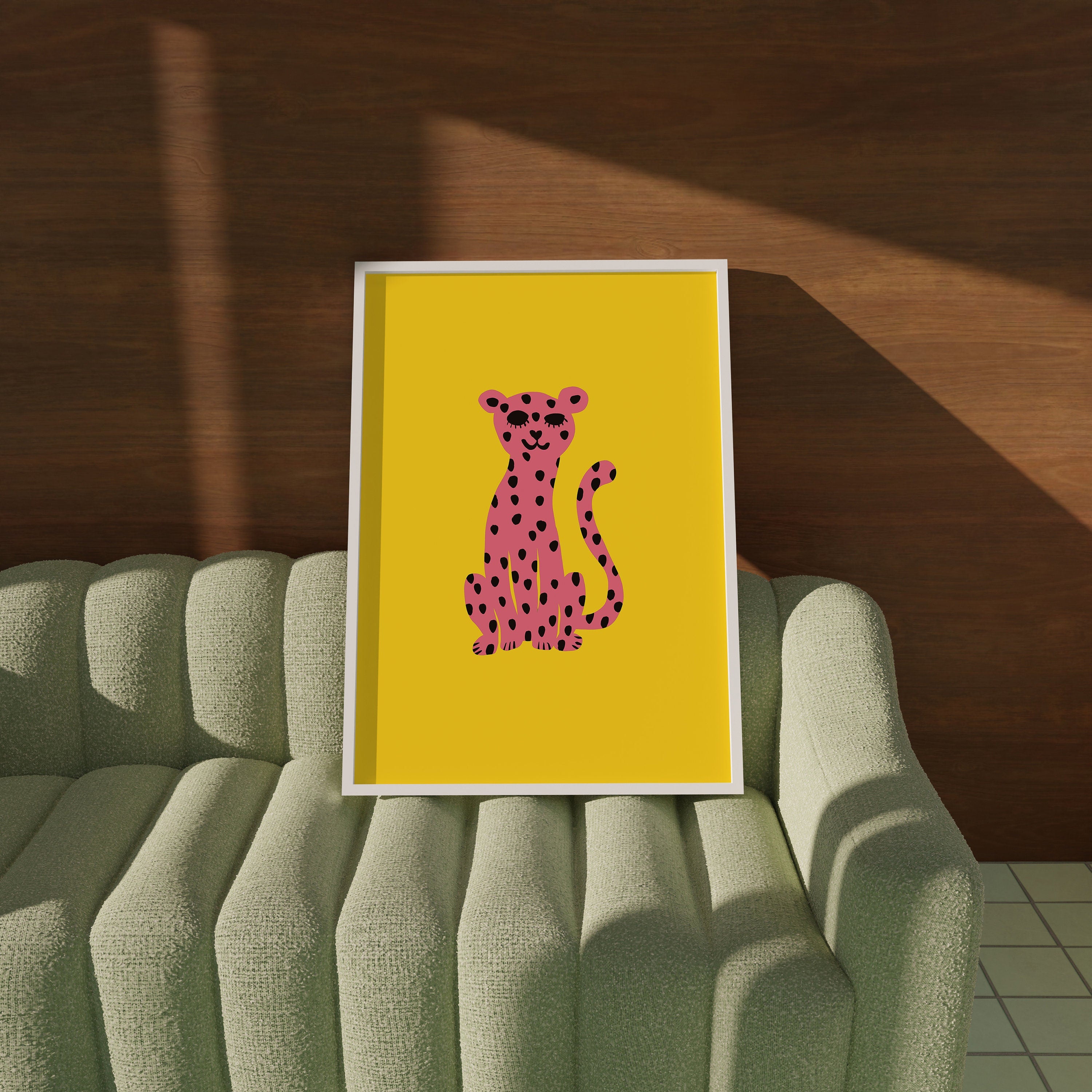 Yellow Animal Art, Kids Room Print, Digital download, Pink and Yellow Art, Preppy Wall Art, Pink Art Print, Funky Animal Art, Funky Posters