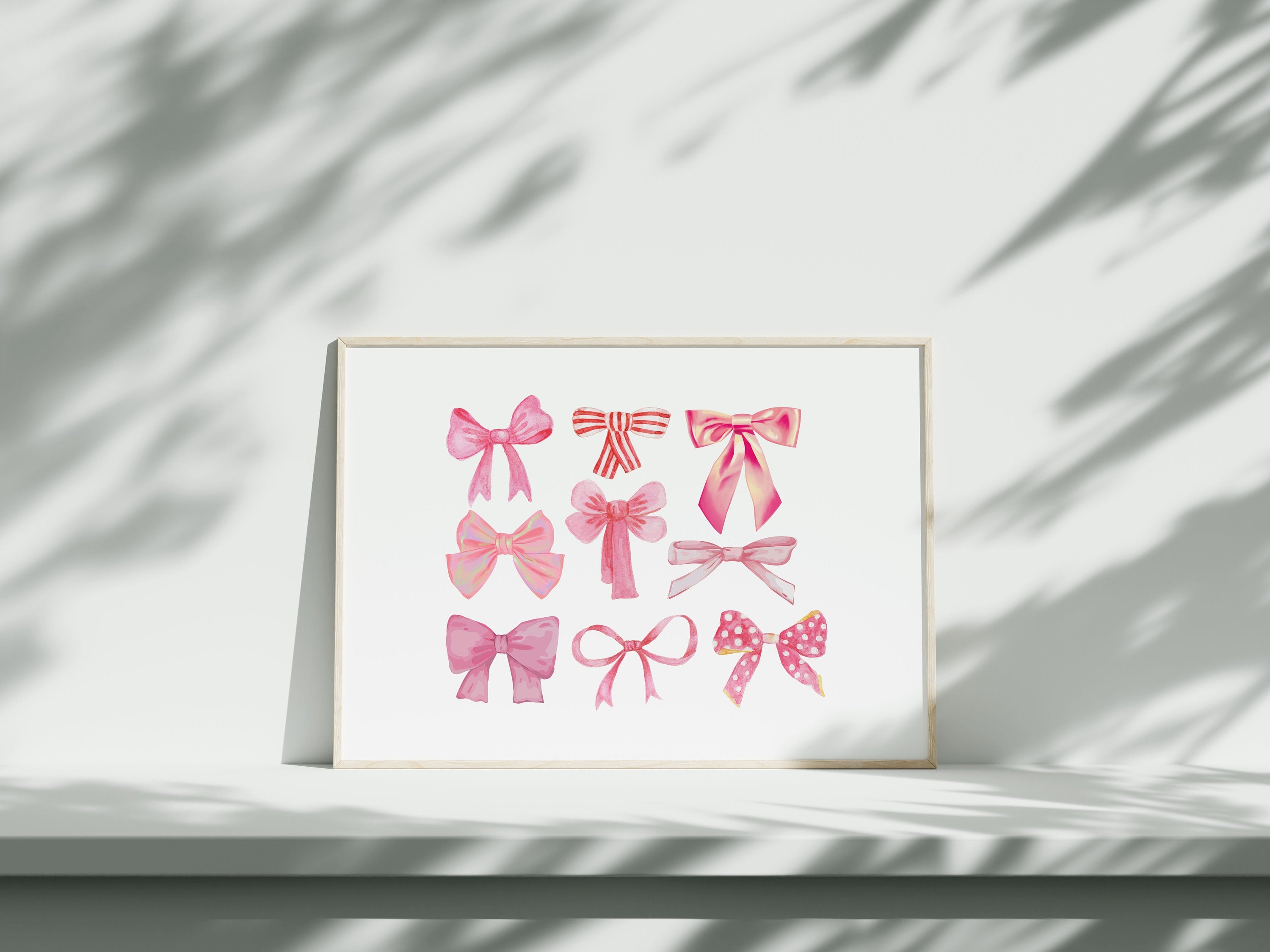 coquette print, grandmillenial art, preppy pink art, bow aesthetic print, blush pink art, nursery girly wall art, soft apartment wall decor