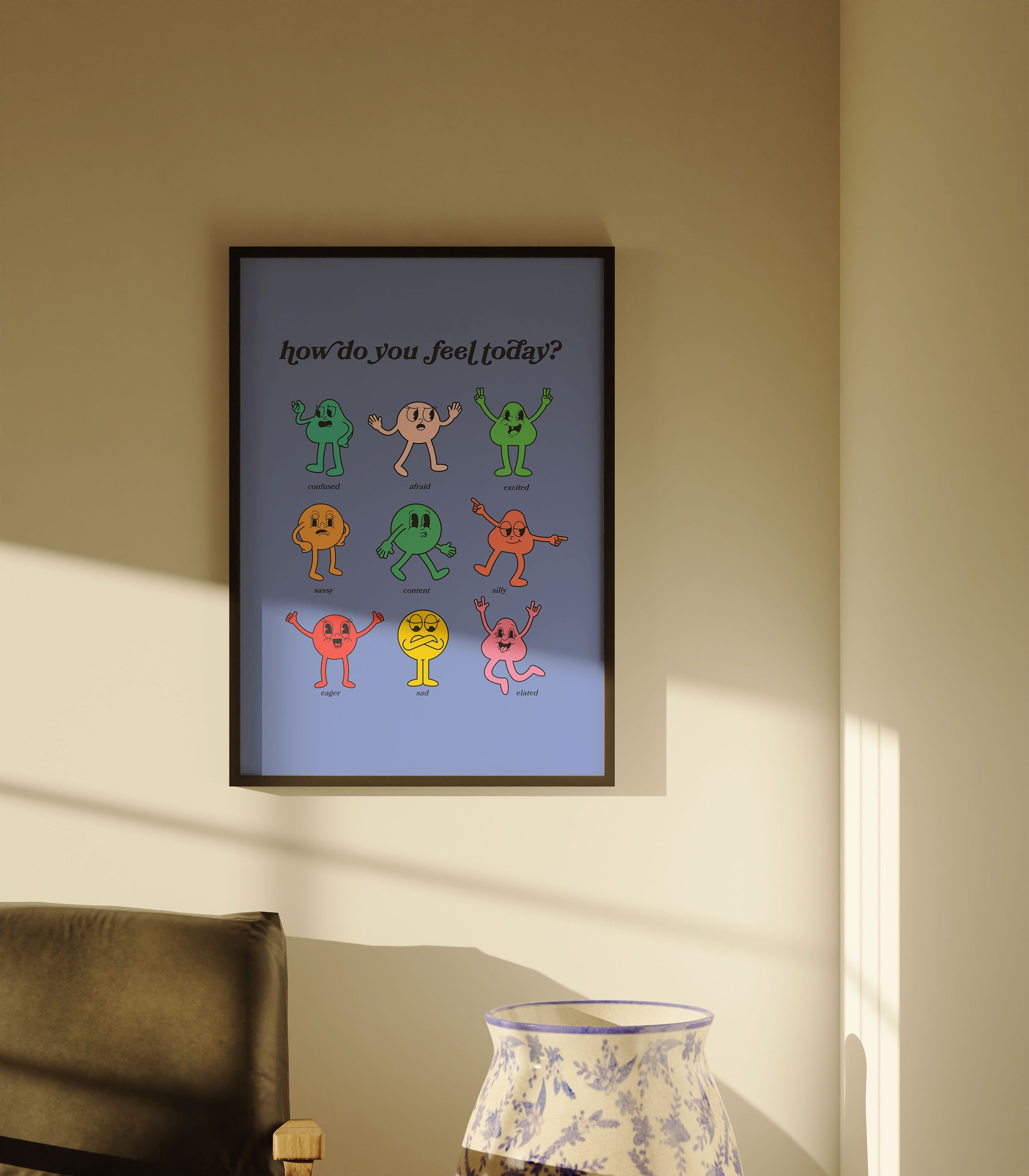 How Do You Feel Today? Emotions Poster, School Posters, Digital Prints, Feelings Art Print, School Art, Poster for Kids Room, Kids Art