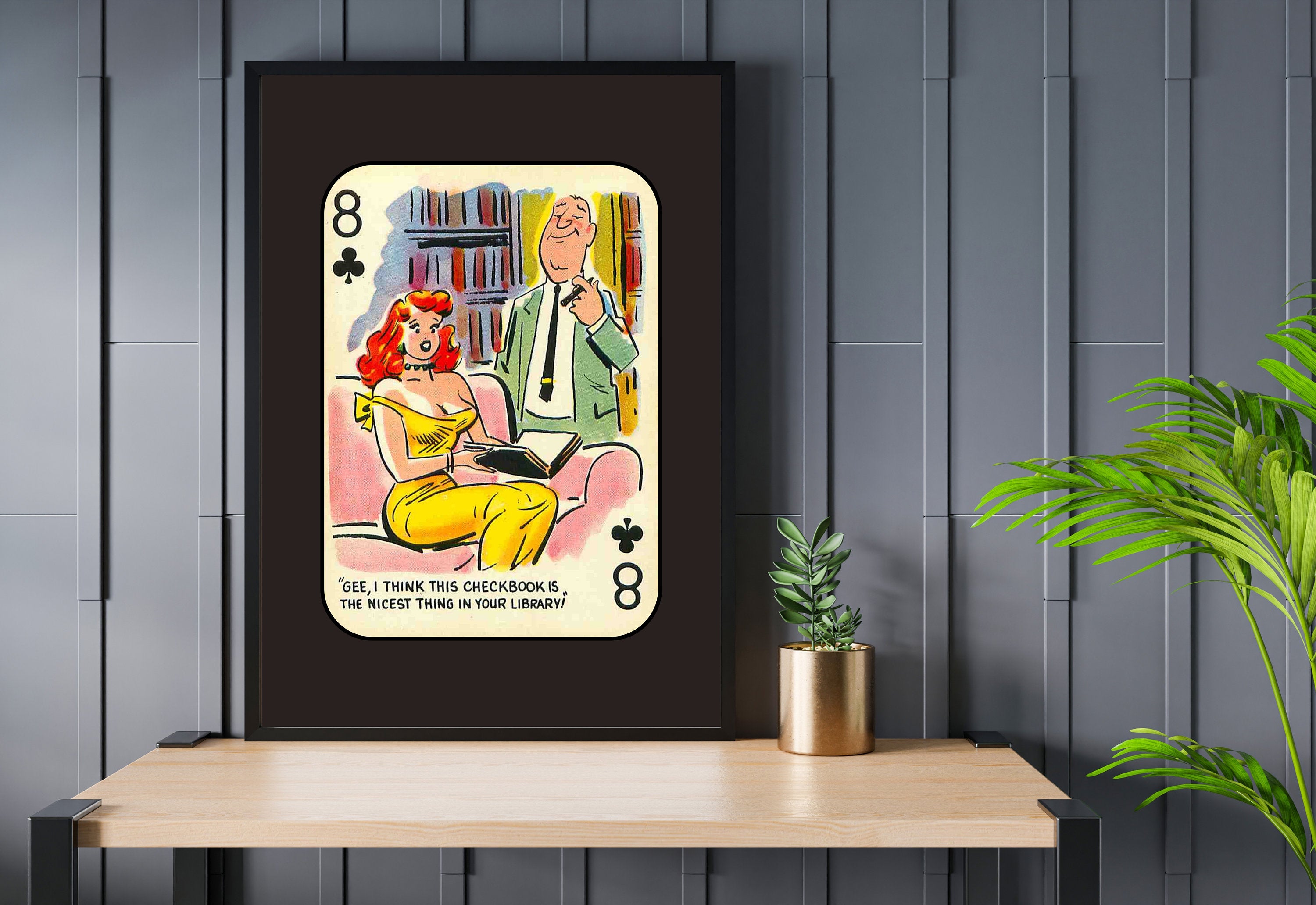 Comic Wall Art, Funny Wall Art, Playing Card Print, Feminist Art, Retro Art Print, Vintage Playing Card, Girly Cartoon Art, Apartment Art