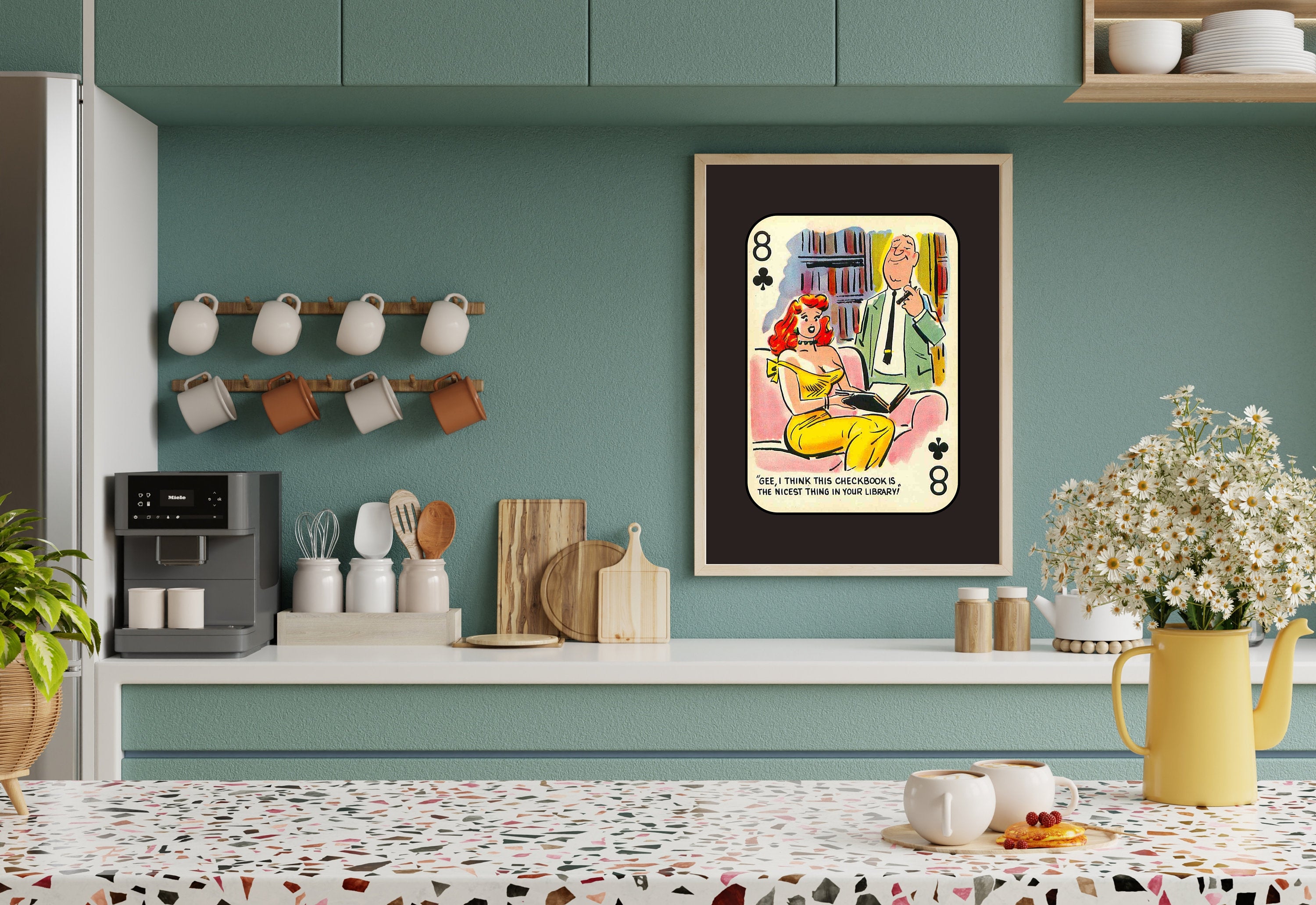 Comic Wall Art, Funny Wall Art, Playing Card Print, Feminist Art, Retro Art Print, Vintage Playing Card, Girly Cartoon Art, Apartment Art