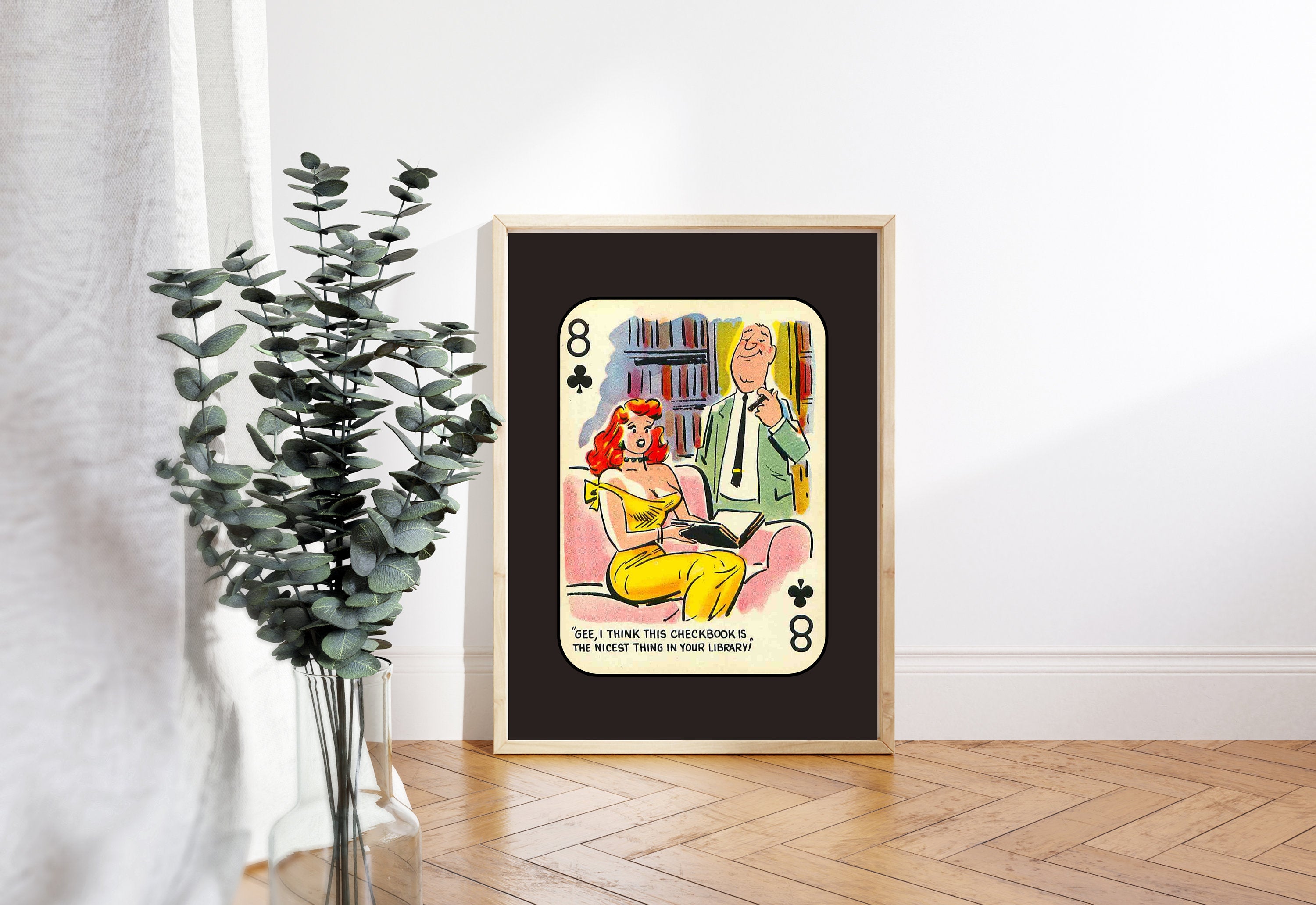 Comic Wall Art, Funny Wall Art, Playing Card Print, Feminist Art, Retro Art Print, Vintage Playing Card, Girly Cartoon Art, Apartment Art