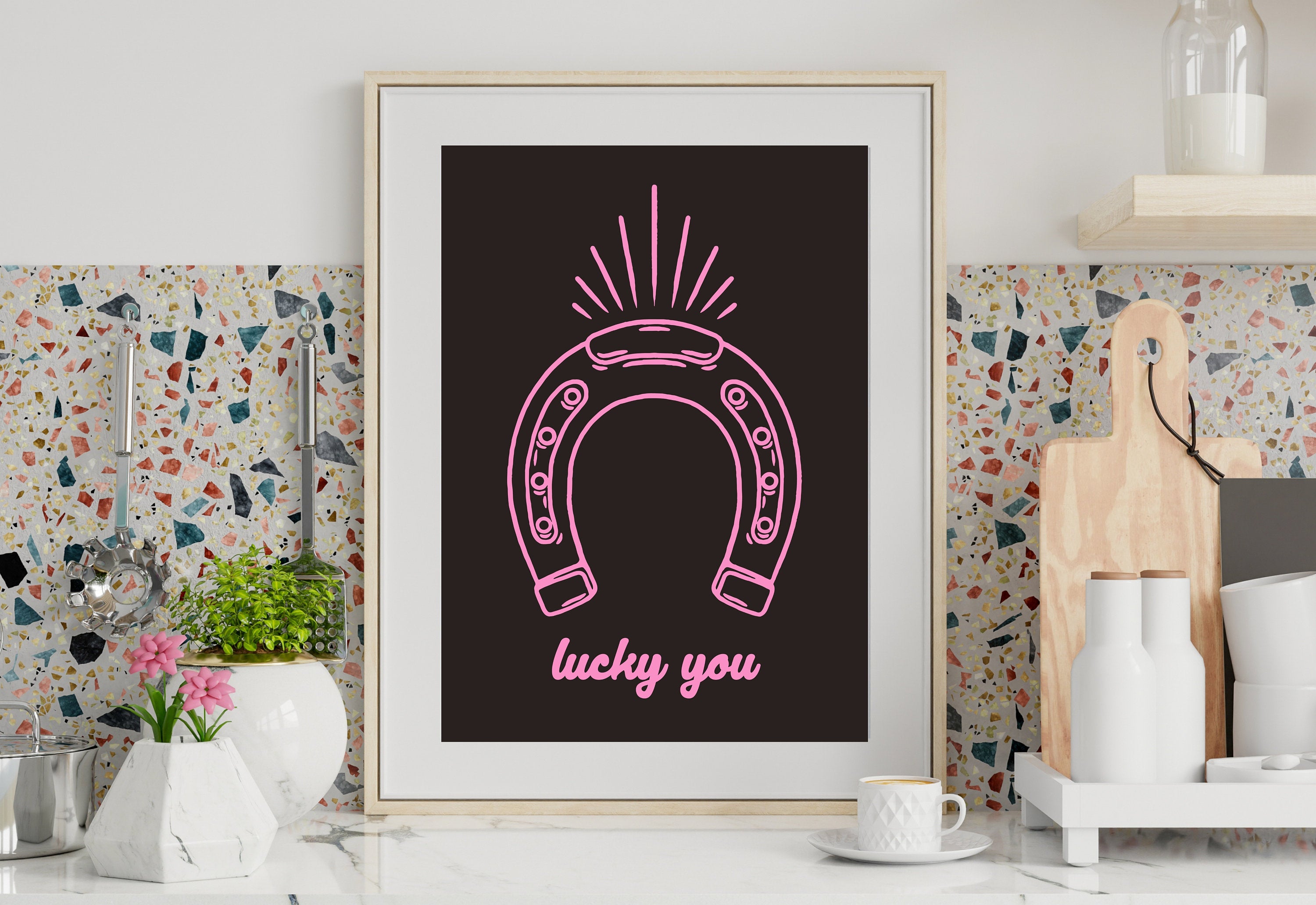 Ace of Hearts, Lucky Girl Quote, Retro Horseshoe Posters, Lucky Girl Syndrome Art, Trendy Wall Art, Aesthetic Print, Dorm Art Poster