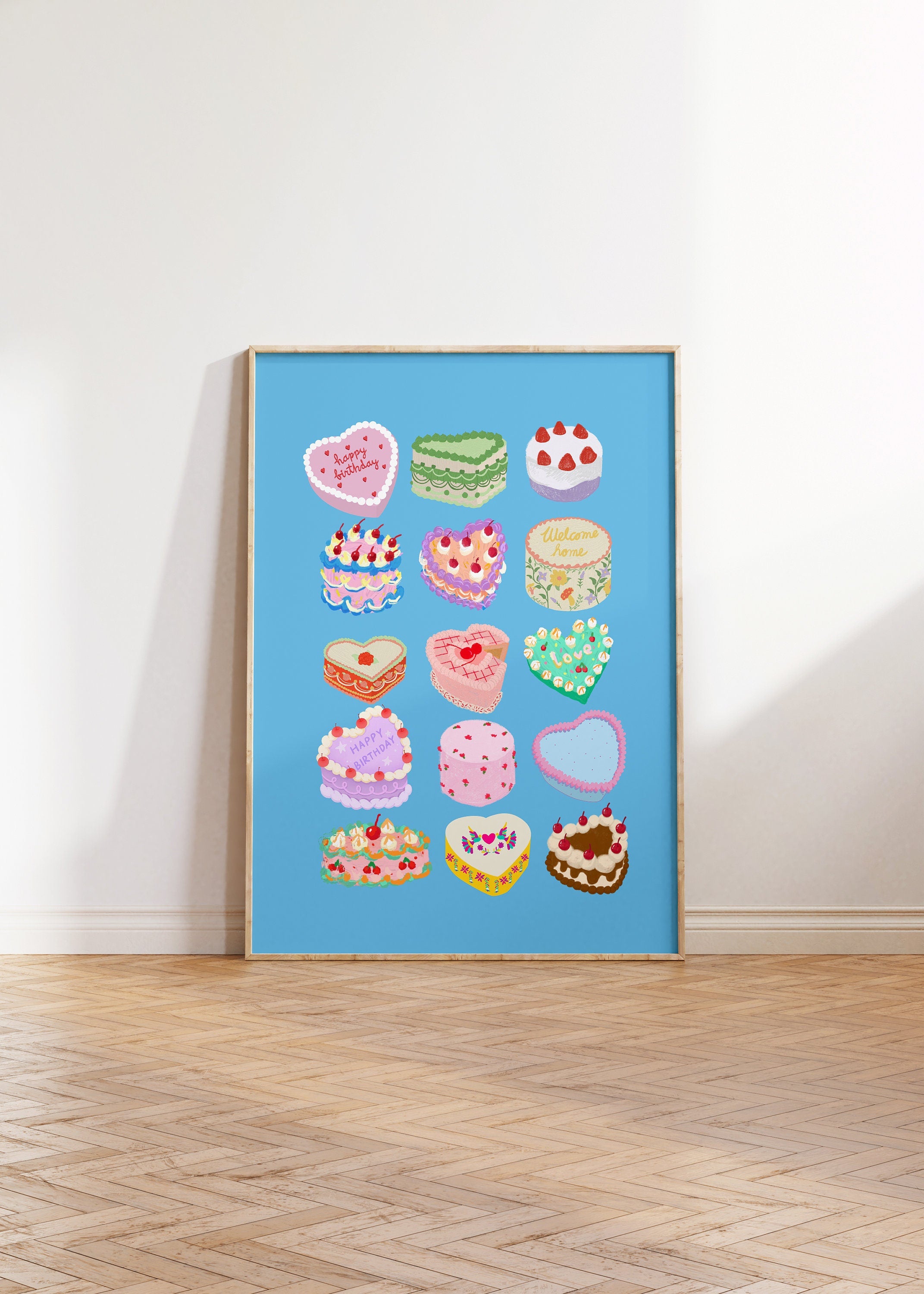 Cake Art, Digital Download, Vday Wall Art, Coquette Cake Art, Trendy Wall Art Print, Kitchen, Pink Kitchen Wall Decor, Pink Cake Art