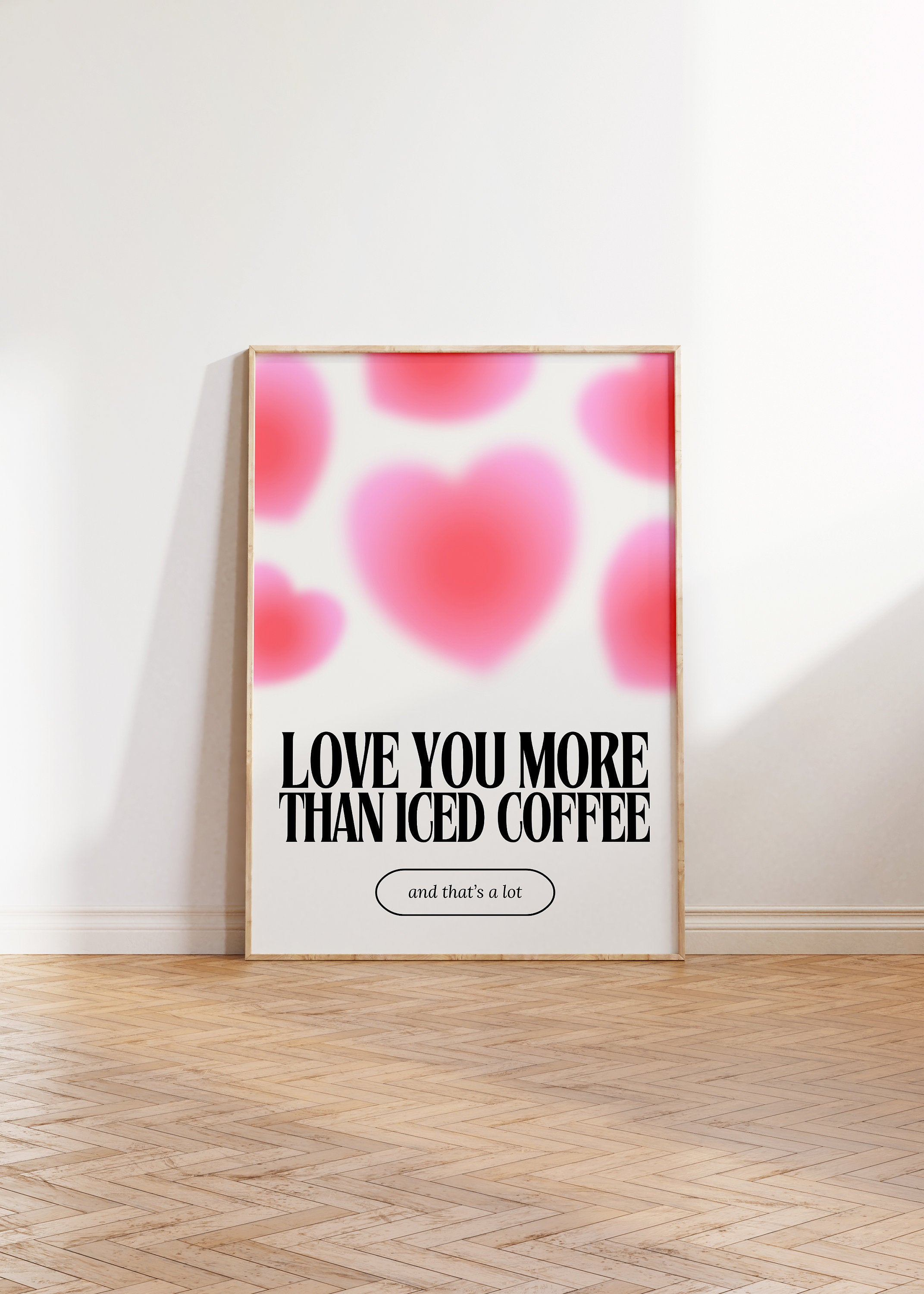 Iced Coffee Art, Printable Trendy Wall Art, Pink Wall Art, It Girl Aesthetic Poster, Valentines Art Print, V Day Posters, Coquette Aesthetic