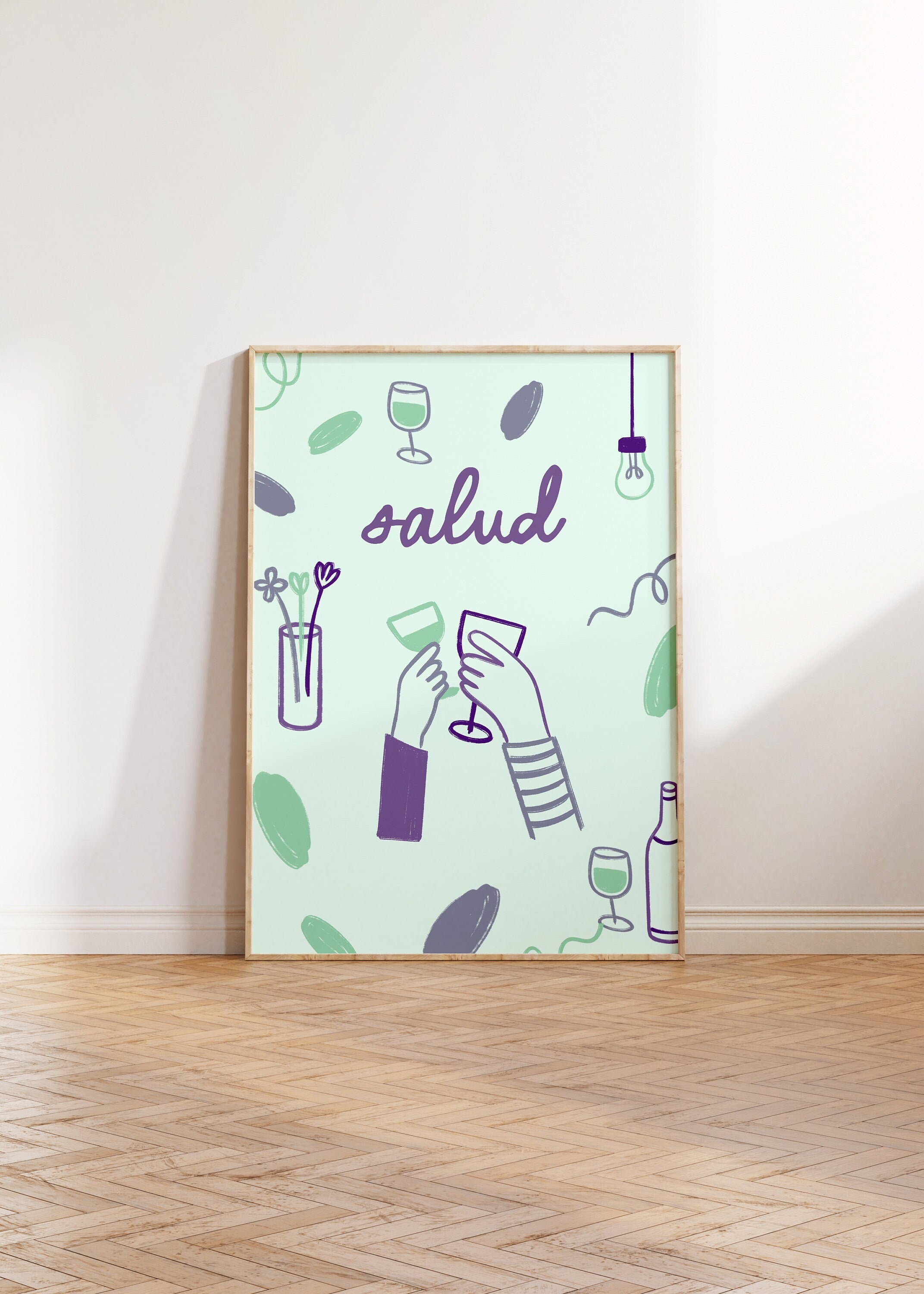 Salud Art Print-Digital Download-Wine Art-Retro Print-Cheers Art Print-Trendy Art-70s Art Print-Girly Art-Cocktail Art-Preppy Pink Bar Art