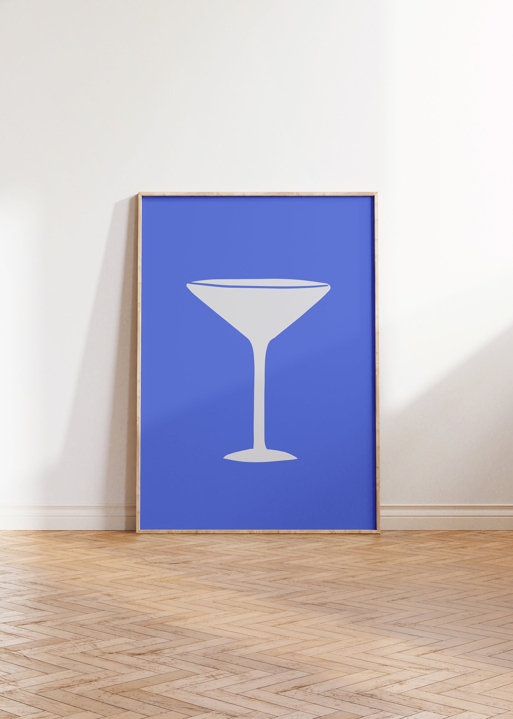 Salud Art Print, Digital Download, Martini Art, Bar Cart Decor, Trendy Art, 70s Art Print-Girly Art, Cocktail Art, Preppy Blue Art