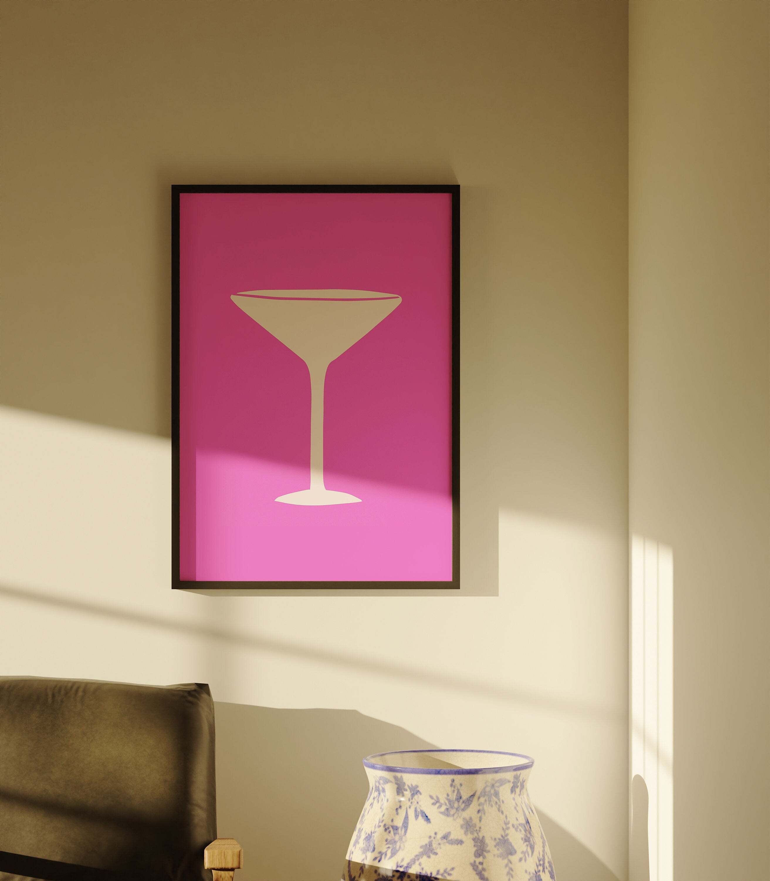 Salud Art Print, Martini Art, Bar Cart Decor, Trendy Art, 70s Art Print, Girly Art, Cocktail Art, Preppy pink Art, Pink Digital Prints