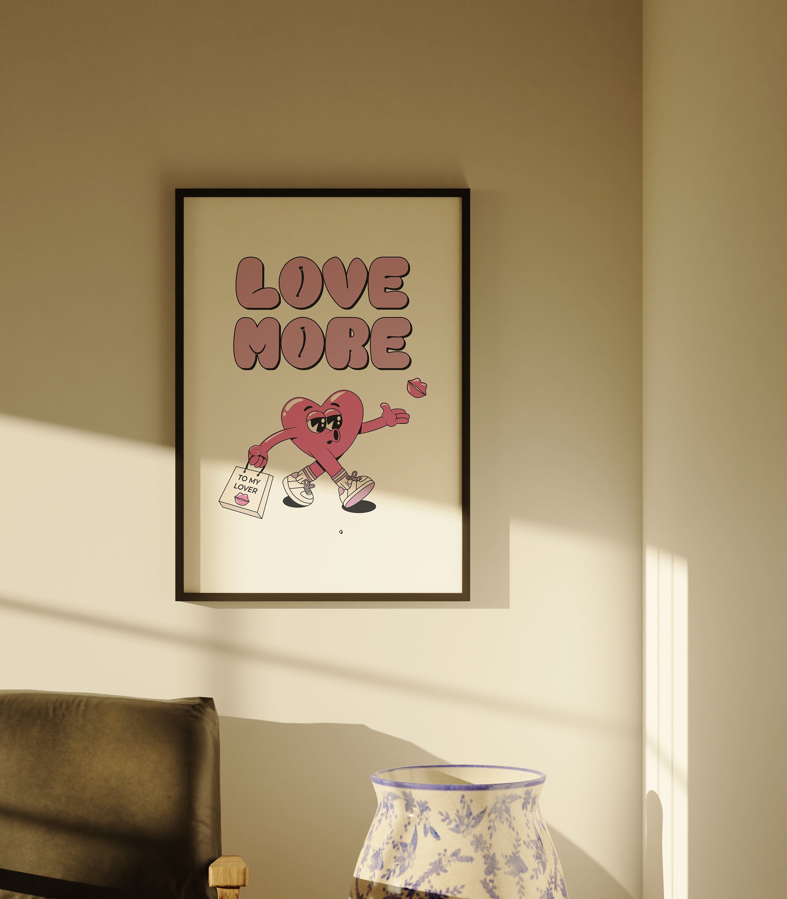 Love Is a Good Idea-Digital Prints-Wall Print-Retro Print-Instant Download Art-Retro Cartoon Character-Wall Art Print-70s Print-Girly Art