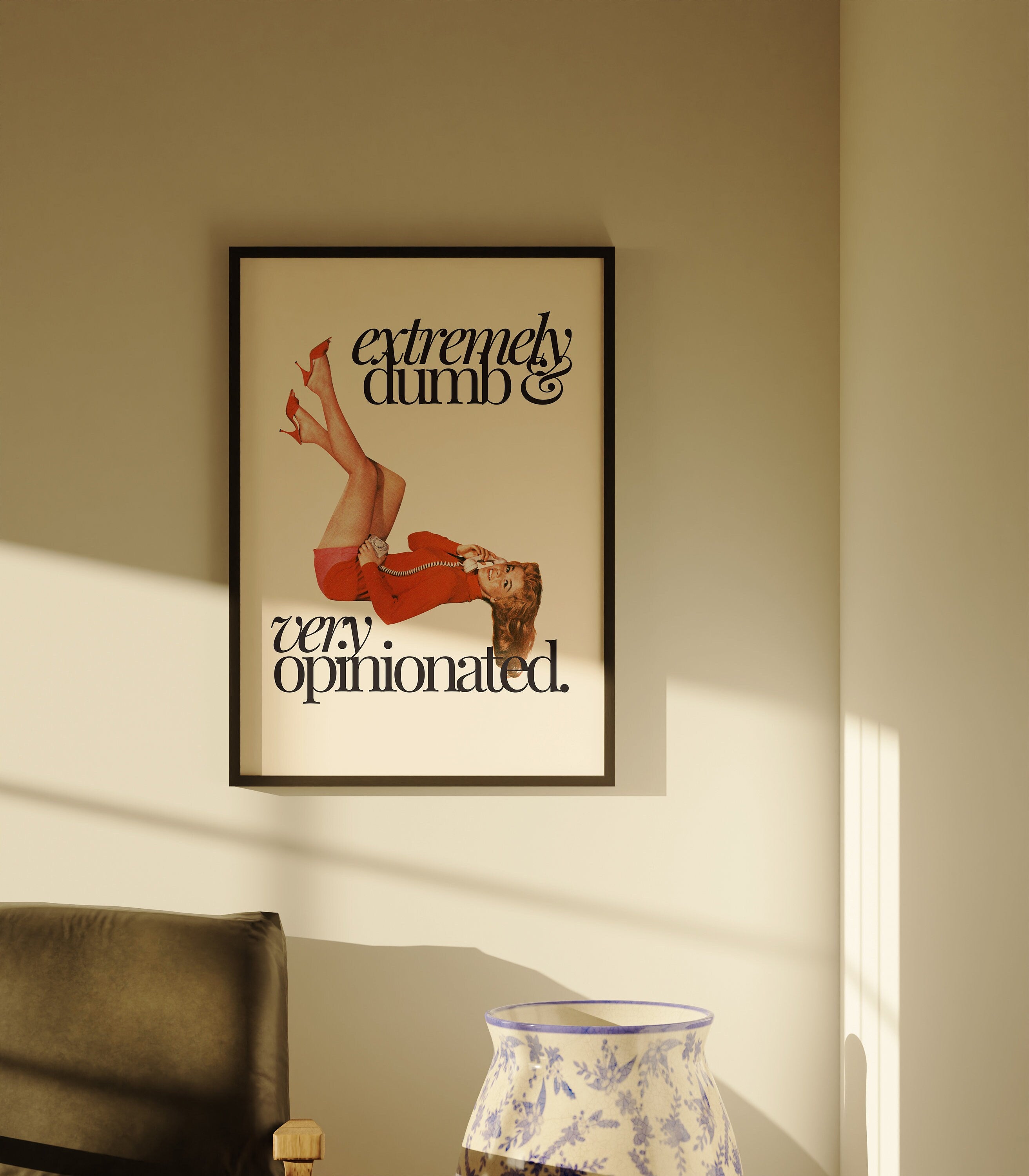 Retro Aesthetic Art,Apartment Art,Feminist Art,Living Room Decor,Pulp Pinup Art, Pulp Art Print, Retro Funny Women Art, Large Pink Art Print