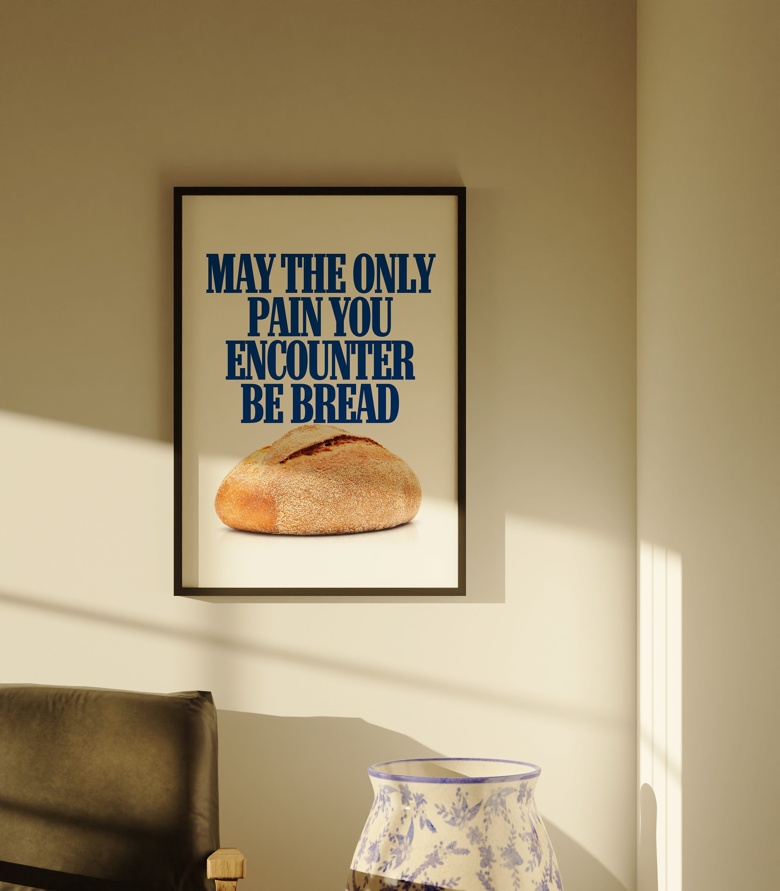 Pain in Bread Art Print, Digital Download, Food Wall Art Print, Trendy Wall Art Print, Fun Kitchen Wall Art Print, Kitchen Wall Decor