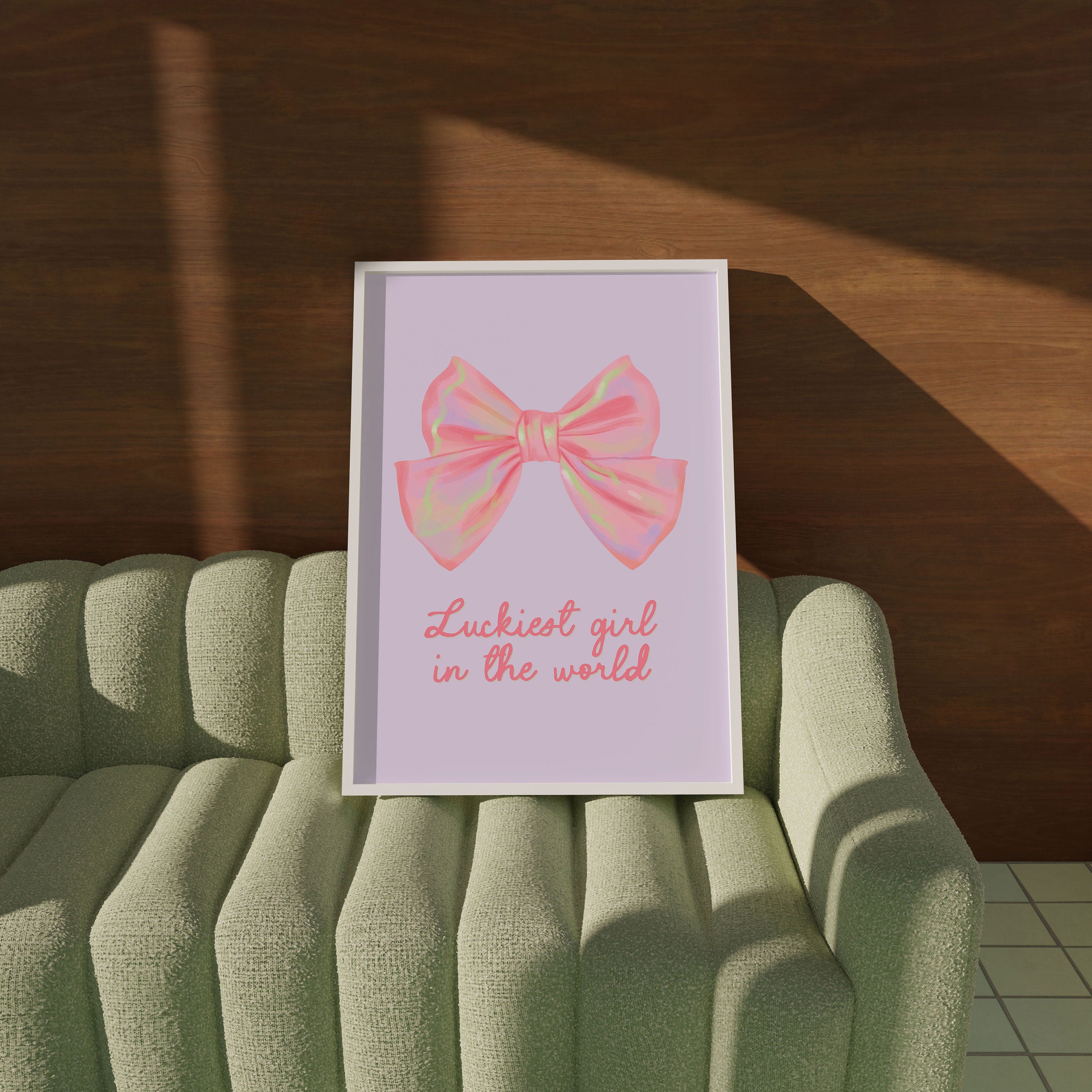 Lucky Girl Quote, Coquette Poster, Lucky Girl Syndrome Art, Coquette Aesthetic, Aesthetic Print, Dorm Art, Pink Bow Posters, Girly Posters