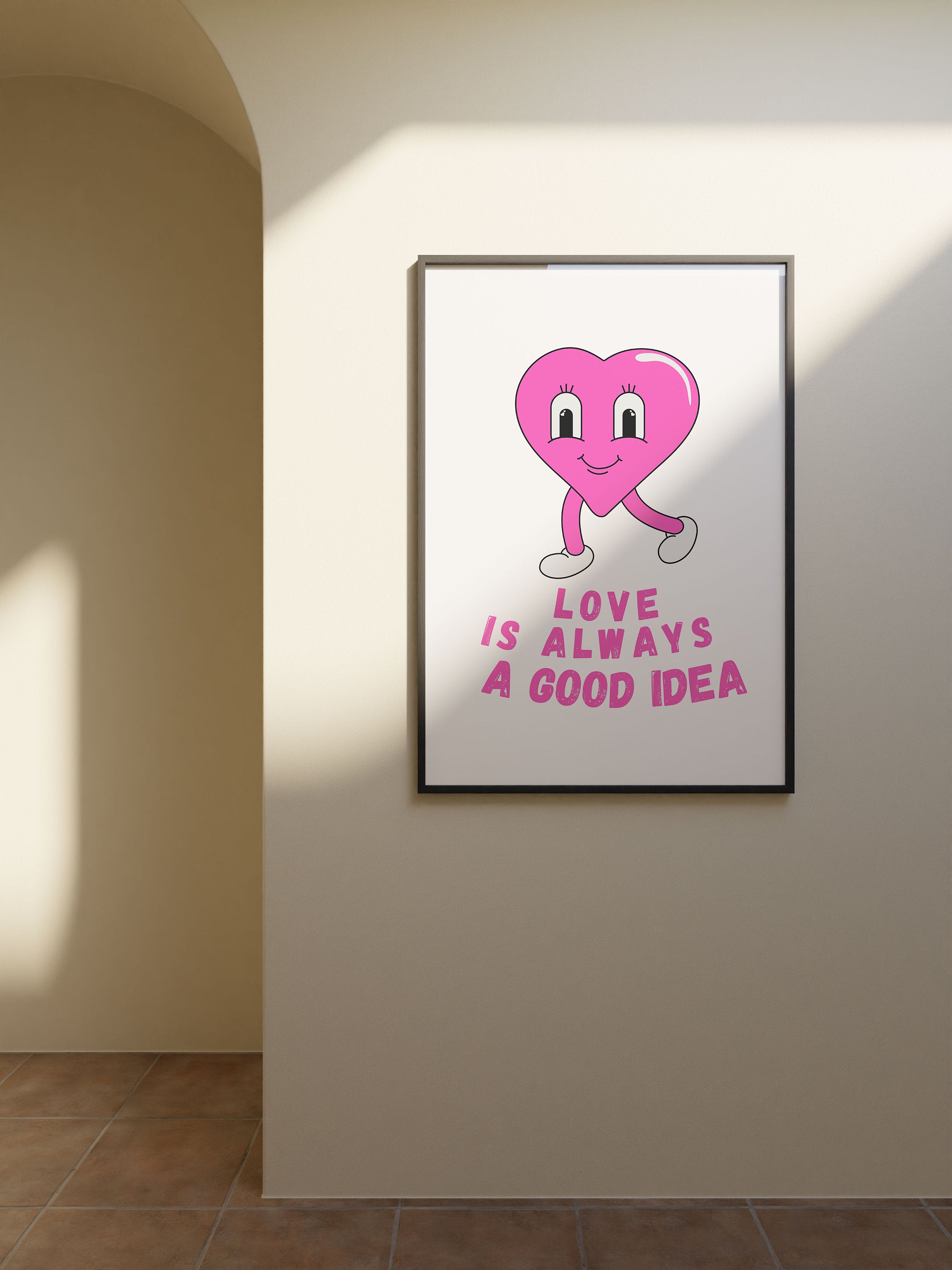 Love Is a Good Idea-Digital Prints-Wall Print-Retro Print-Instant Download Art-Retro Cartoon Character-Wall Art Print-70s Print-Girly Art