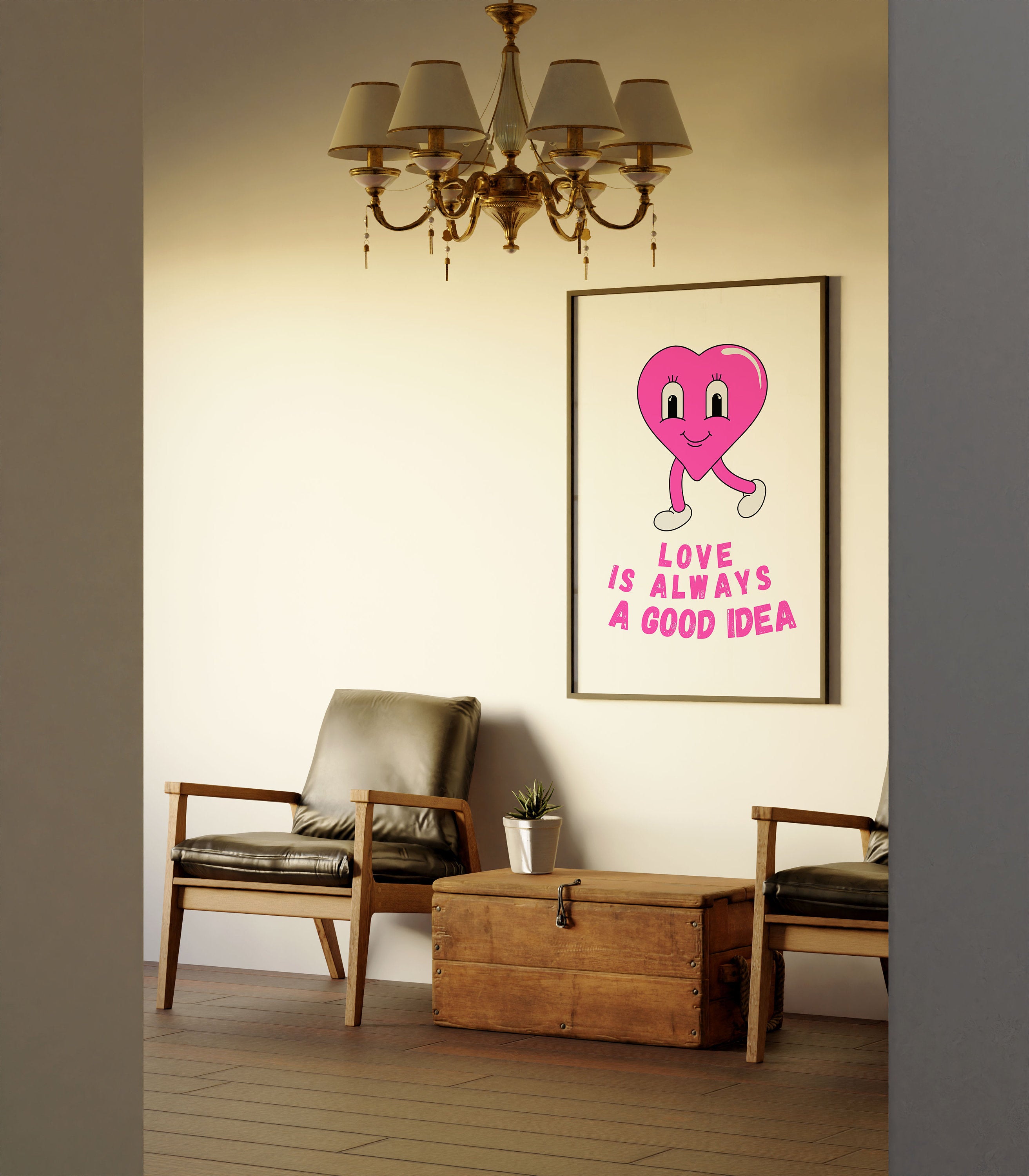 Love Is a Good Idea-Digital Prints-Wall Print-Retro Print-Instant Download Art-Retro Cartoon Character-Wall Art Print-70s Print-Girly Art