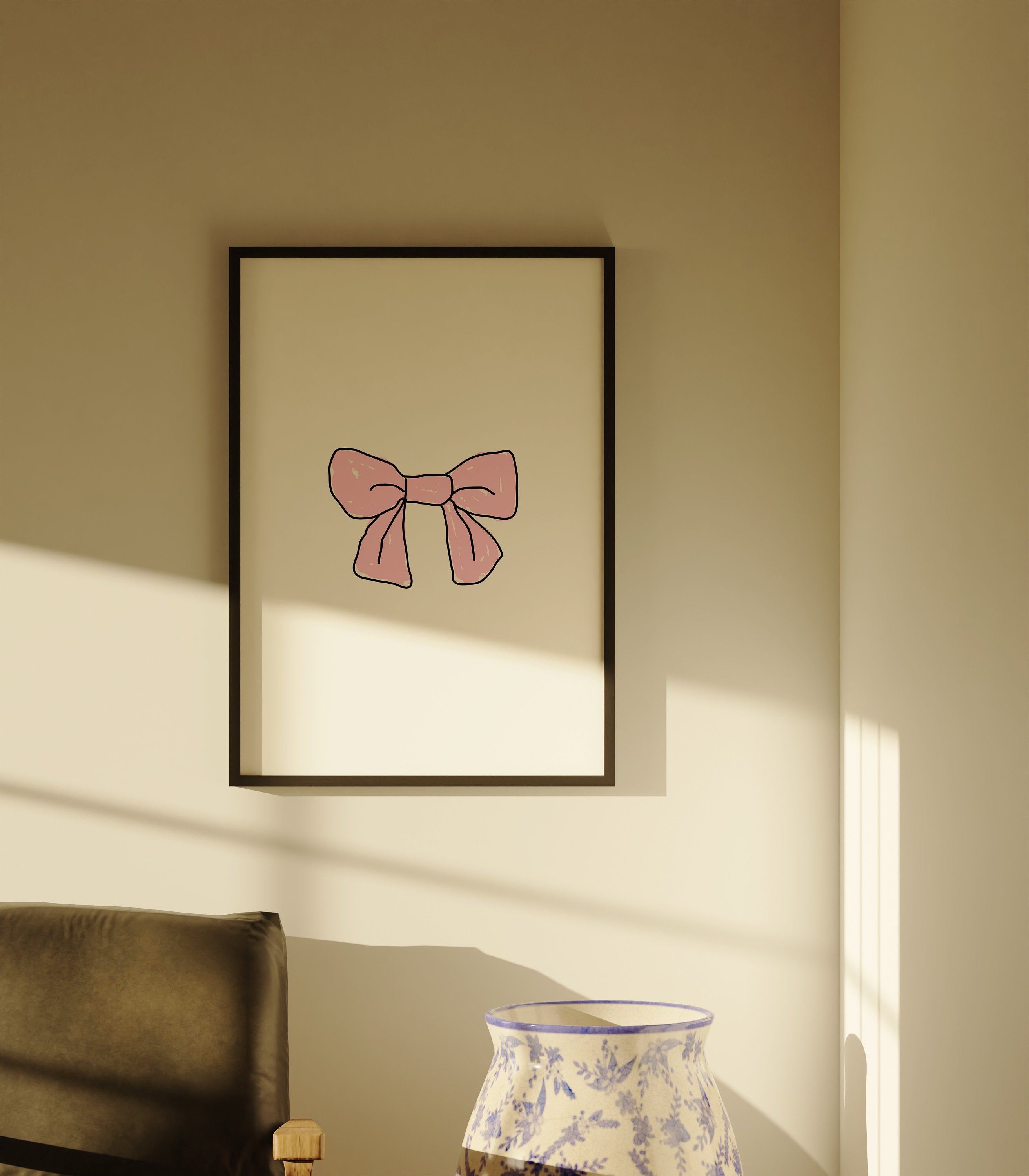 coquette print, grandmillenial art, preppy pink art, bow aesthetic print, blush pink art, nursery girly wall art, soft apartment wall decor