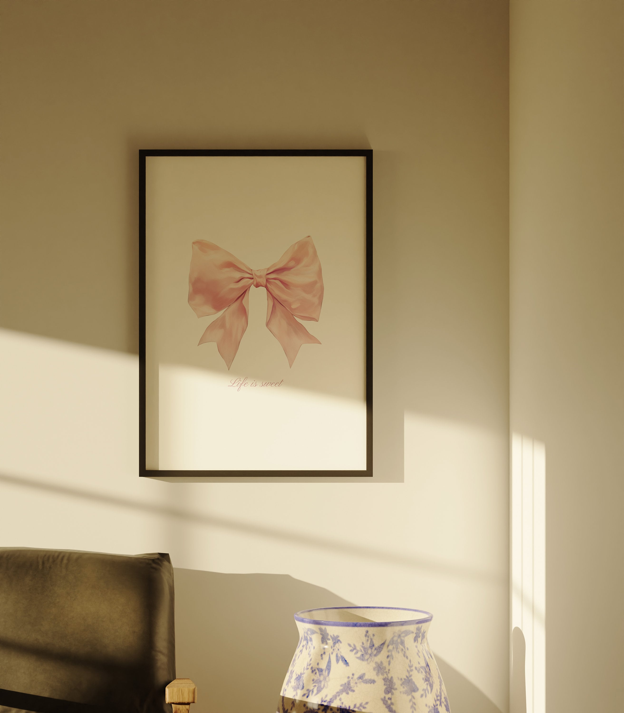 coquette print, grandmillenial art, preppy pink art, bow aesthetic print, blush pink art, nursery girly wall art, soft apartment wall decor