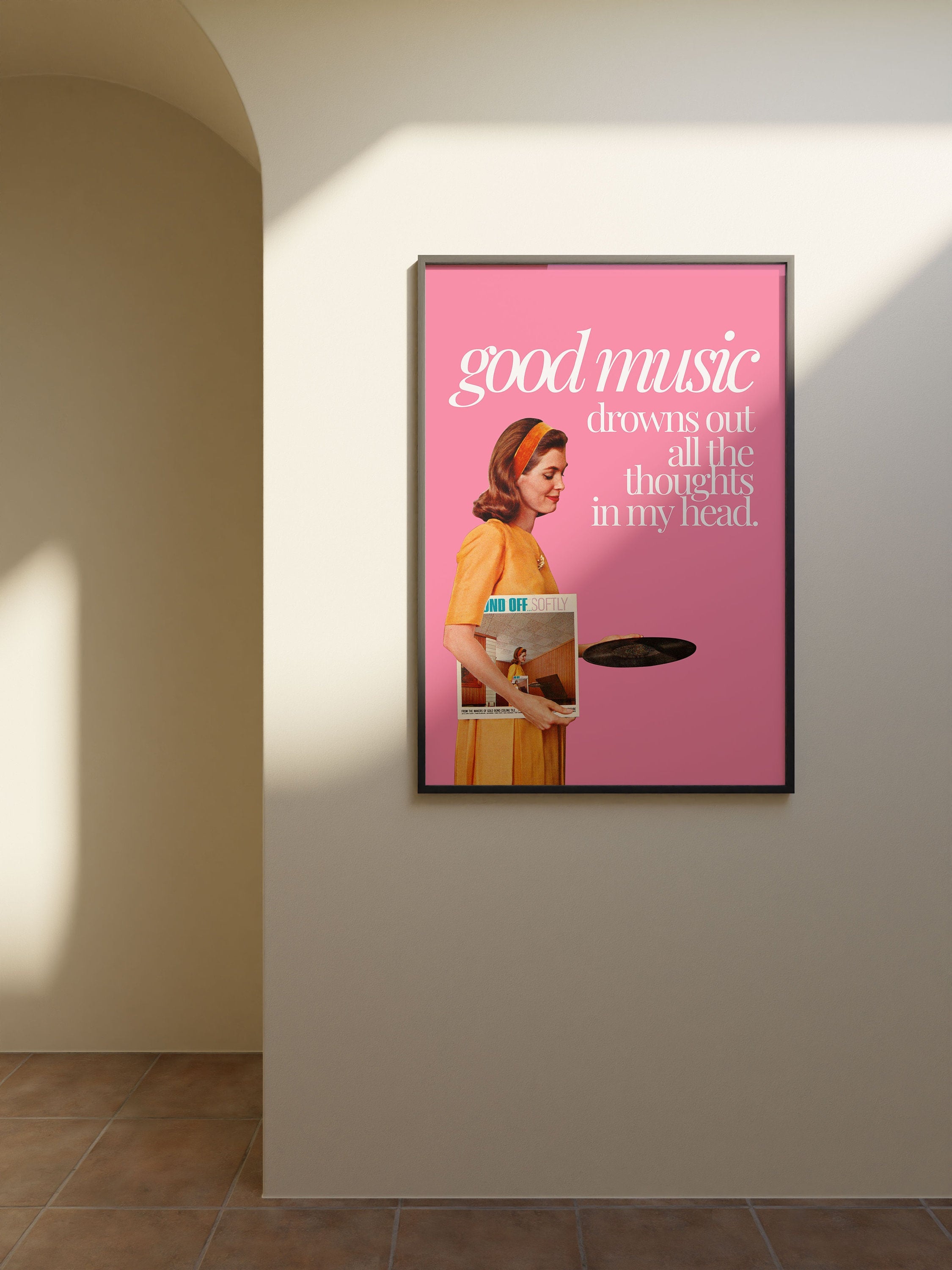 Vintage-Inspired Music Lover Art Print, Mid-Century Modern Wall Decor, Retro Art print, Pink Posters, Wall Art, Apartment Art Print