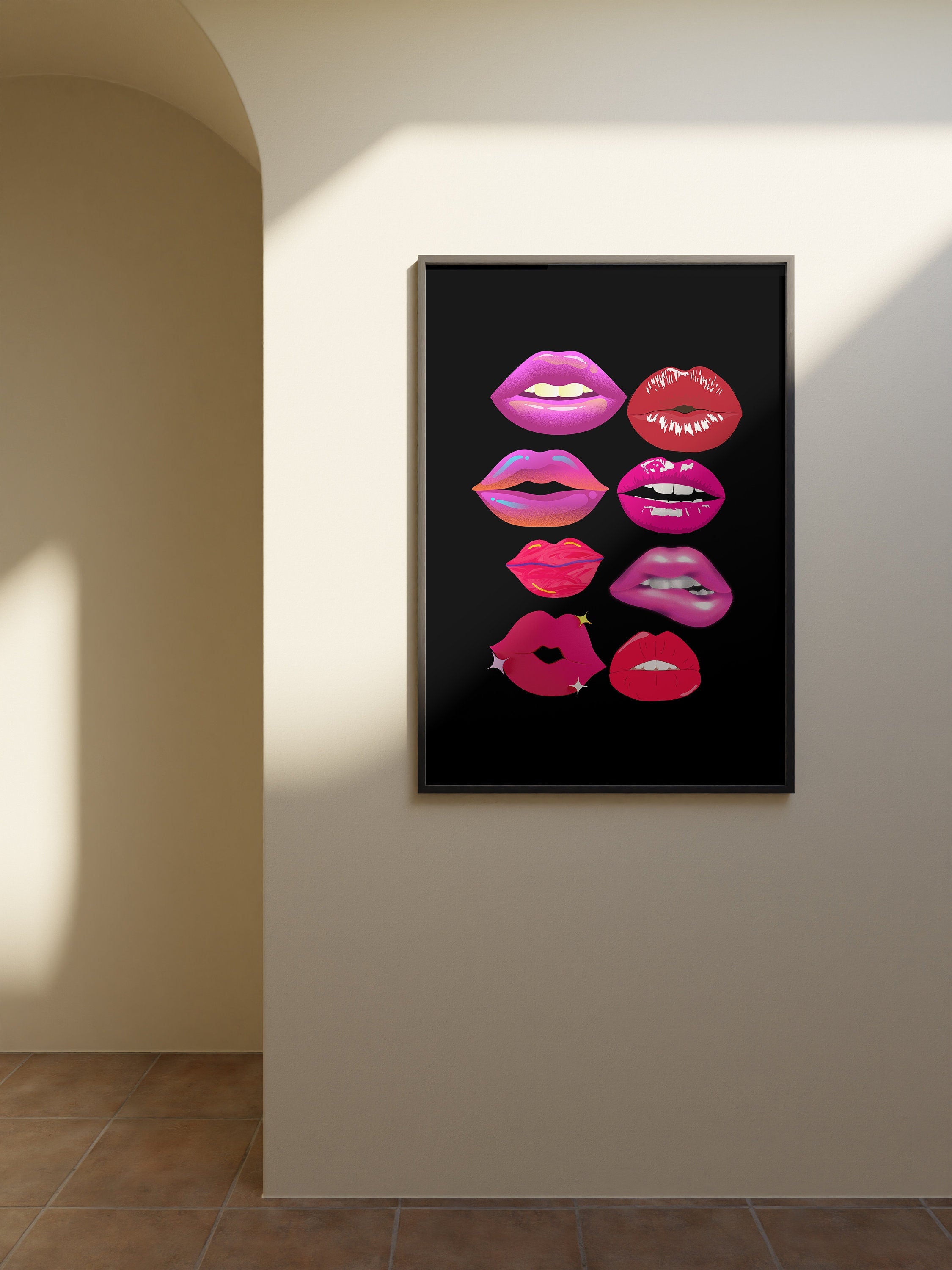 Fashion Art Print, Lips Art Print, Lipstick Art, Bathroom Art Print, It Girl Art, Makeup Art Print, Aesthetic Wall Art, Lips Art Prints