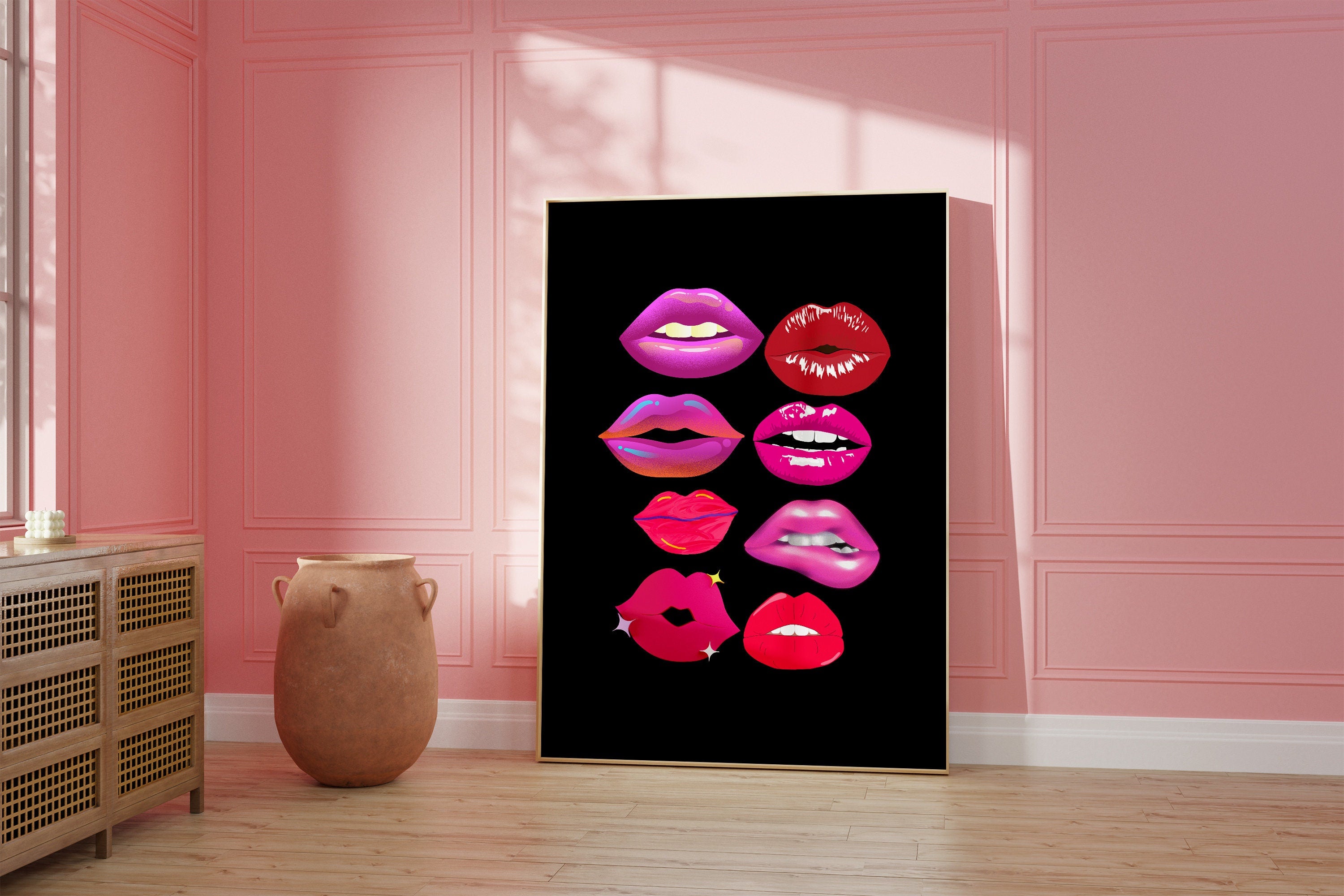 Fashion Art Print, Lips Art Print, Lipstick Art, Bathroom Art Print, It Girl Art, Makeup Art Print, Aesthetic Wall Art, Lips Art Prints