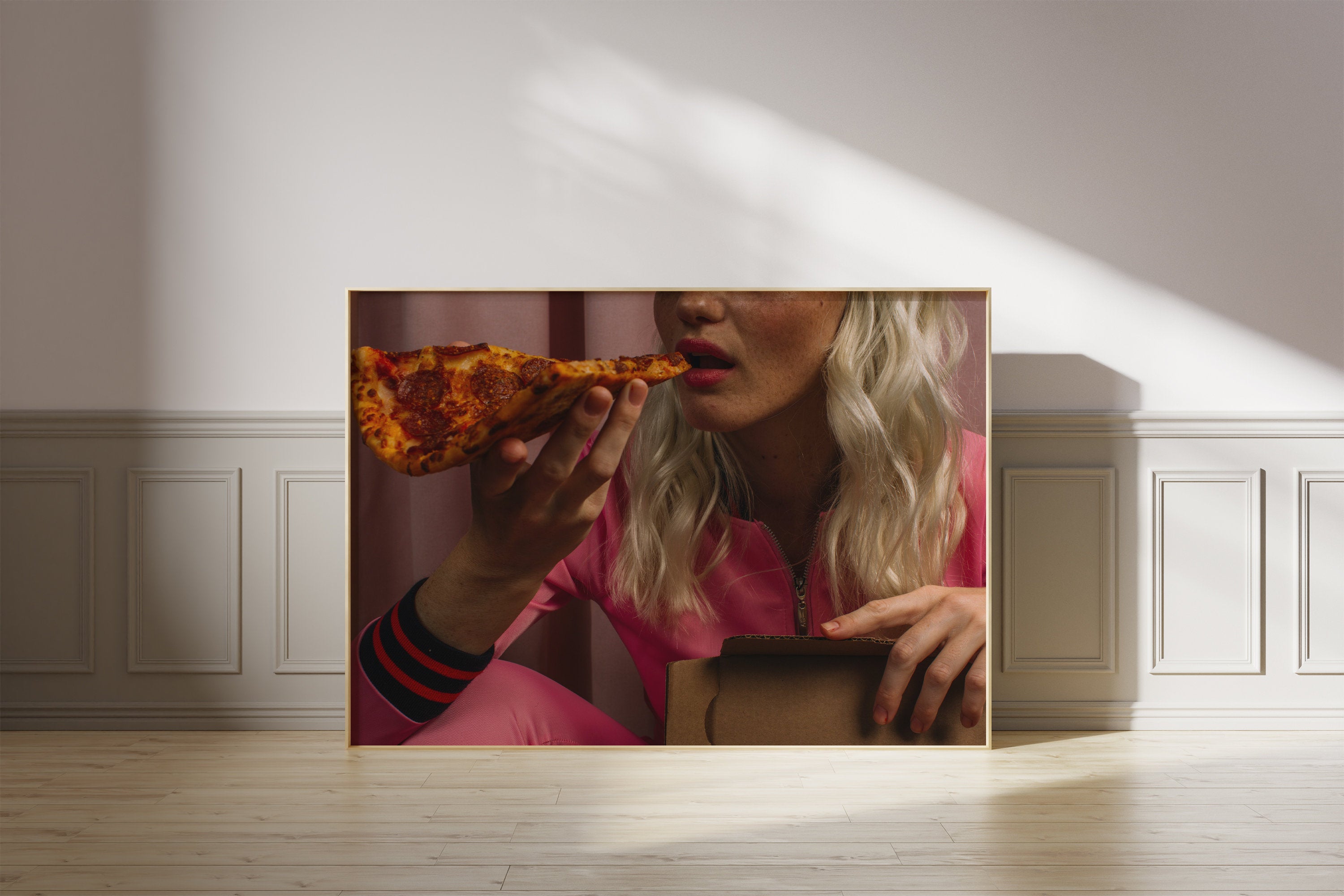 Pizza Art Print, Digital Art Print, Kicthen Wall Art, Retro Photo Prints, Party Art Print, Fun Apartment Art, Dorm Decor, Pizza Pink Art