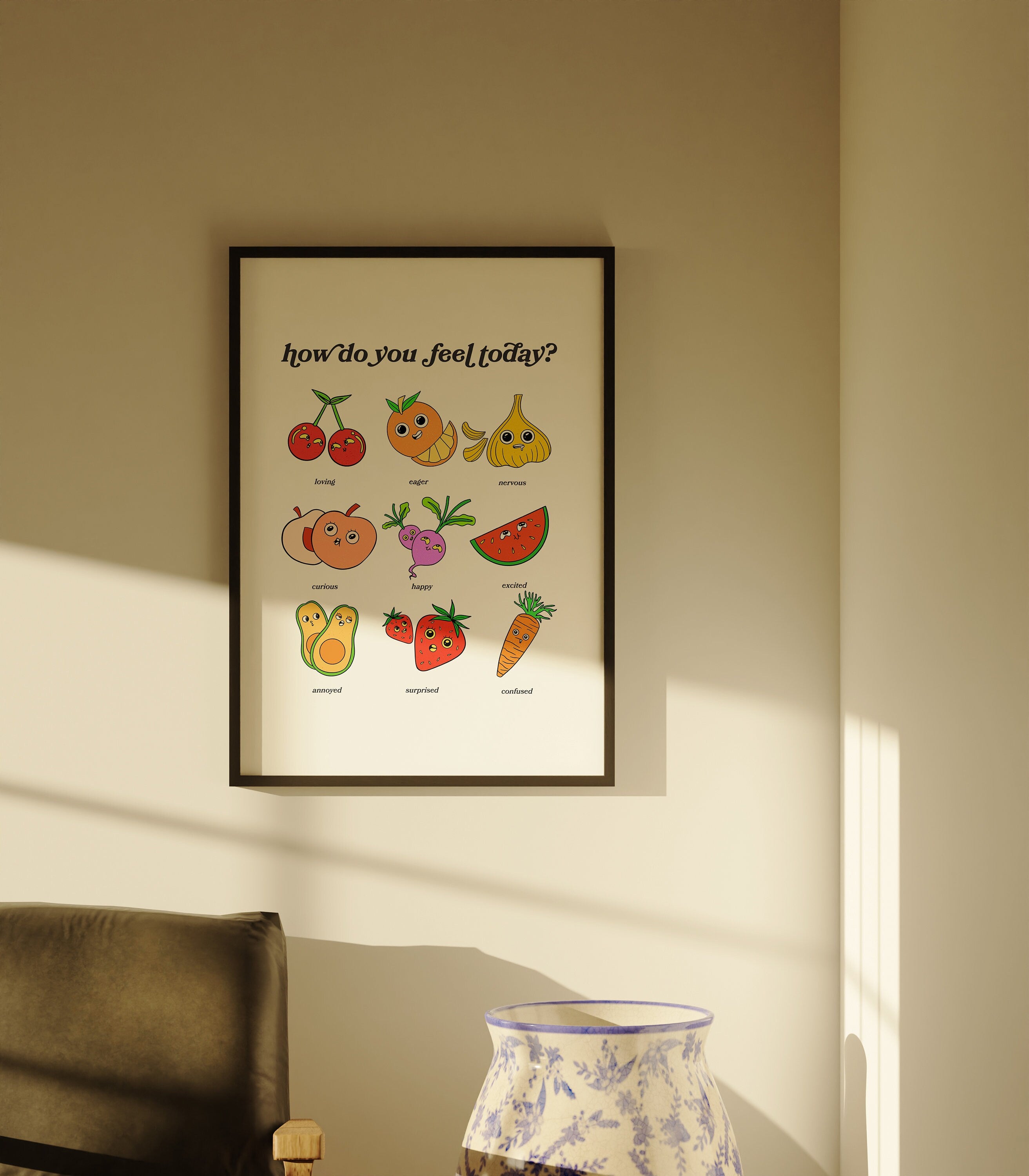 How Do You Feel Today? Retro Quote, Digital Prints Wall Art, Digital Prints, Emotions Art Prints, Mood and Feelings Poster, School Posters